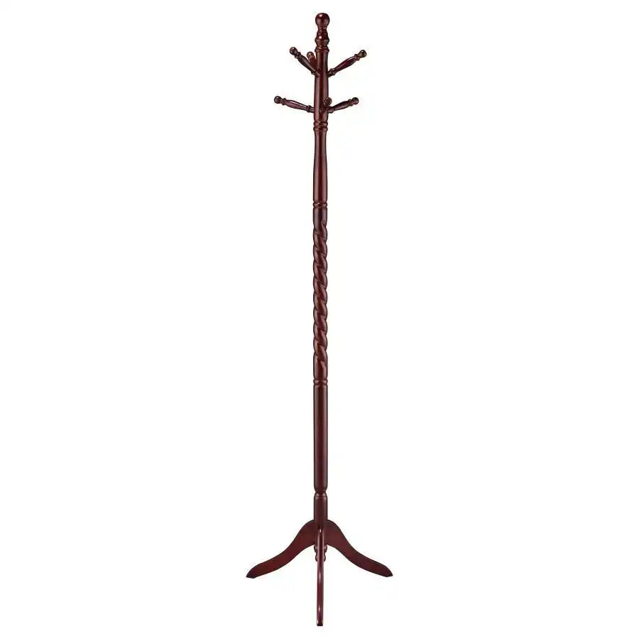Riona - 6 Hook Freestanding Wood Coat Rack Hat Hanger - Merlot - Best Buy Furniture
