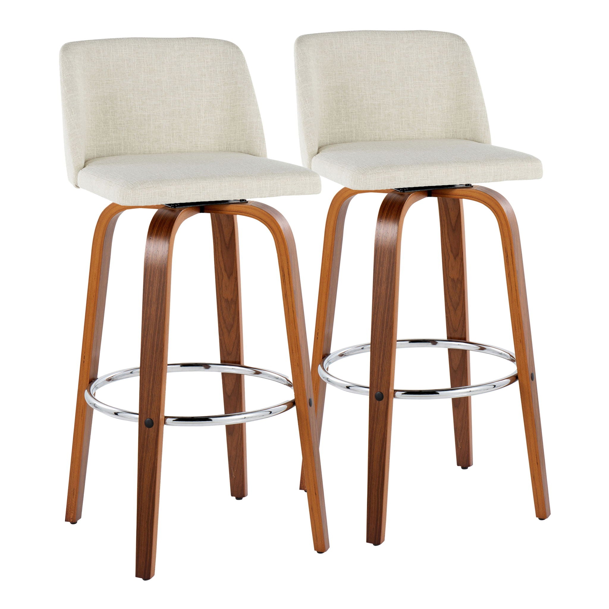 Toriano - Contemporary, Fixed Height Barstool Swivel & Round Footrest (Set of 2) - Best Buy Furniture