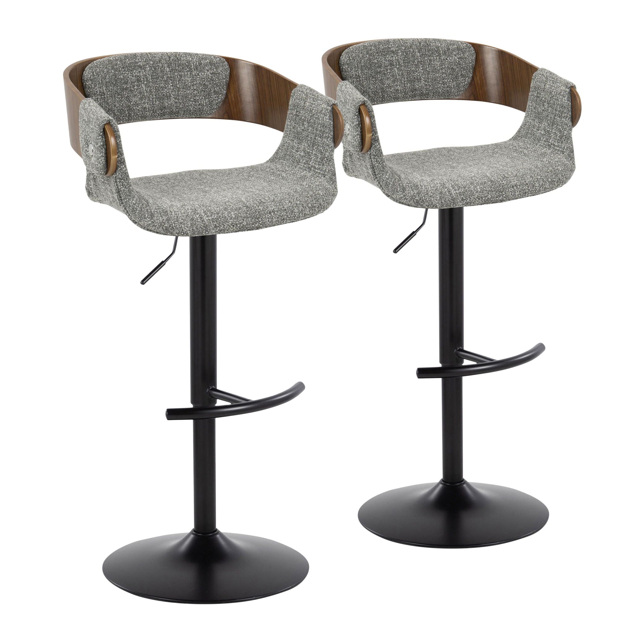Elisa - Mid Century Modern Adjustable Barstool With Swivel & Rounded T Footrest (Set of 2) - Best Buy Furniture