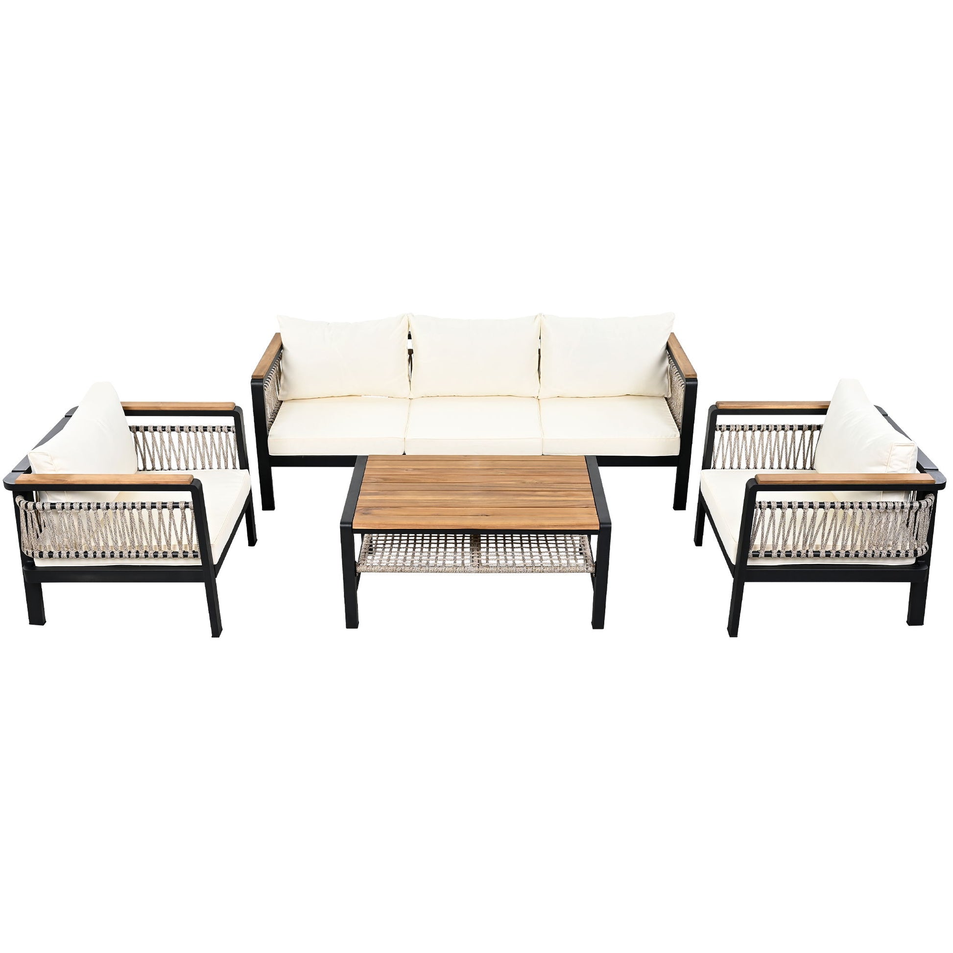 4 Pieces Outdoor Sectional Sofa Set 5 Person Patio Seating Group Outdoor Conversation Set With Cushions And A Coffee Table For Patios - Best Buy Furniture
