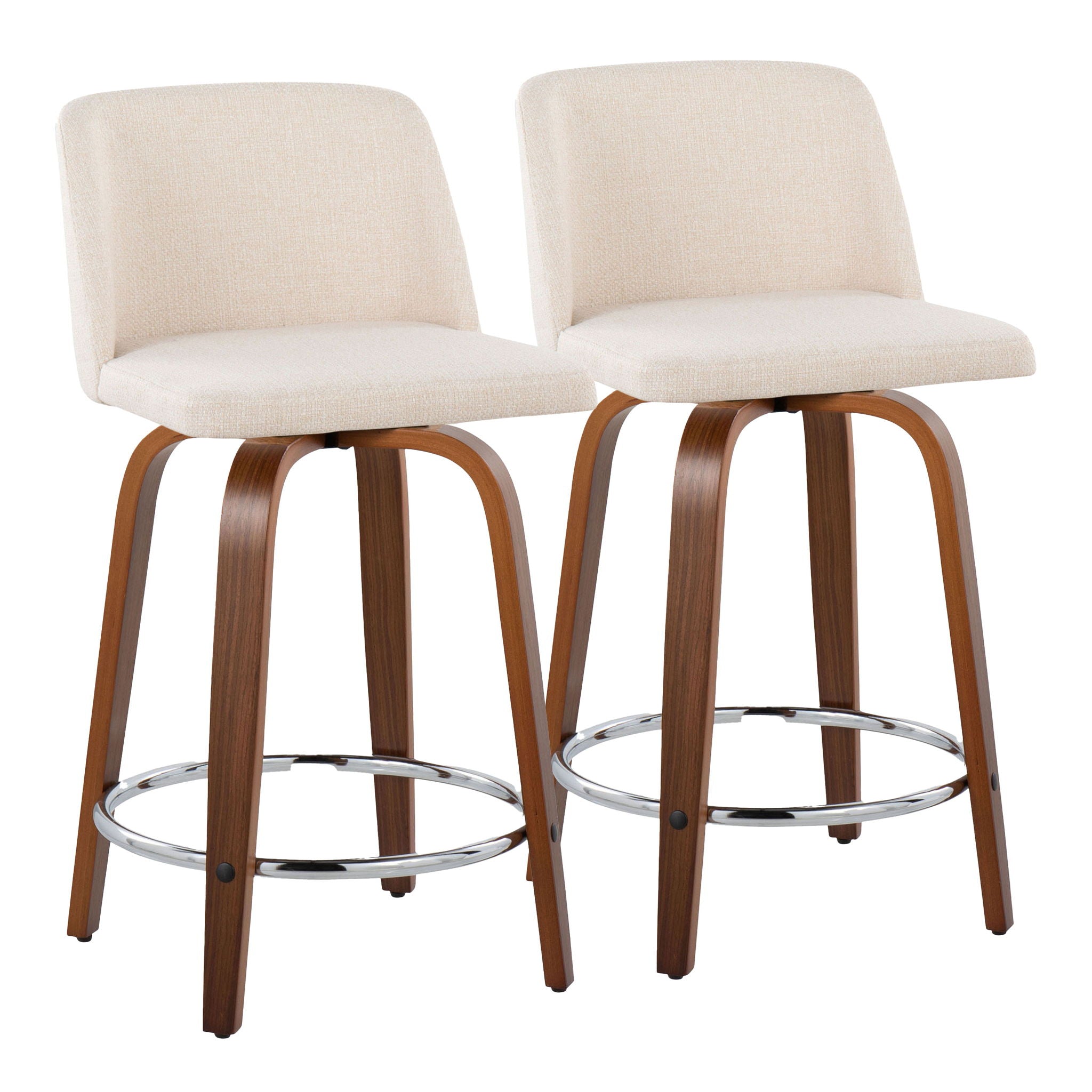 Toriano - Mid Century Modern Fixed Height Counter Stool With Swivel With Round Footrest (Set of 2) - Best Buy Furniture