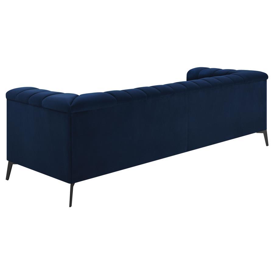 Chalet - Upholstered Tuxedo Arm Tufted Sofa - Blue - Best Buy Furniture
