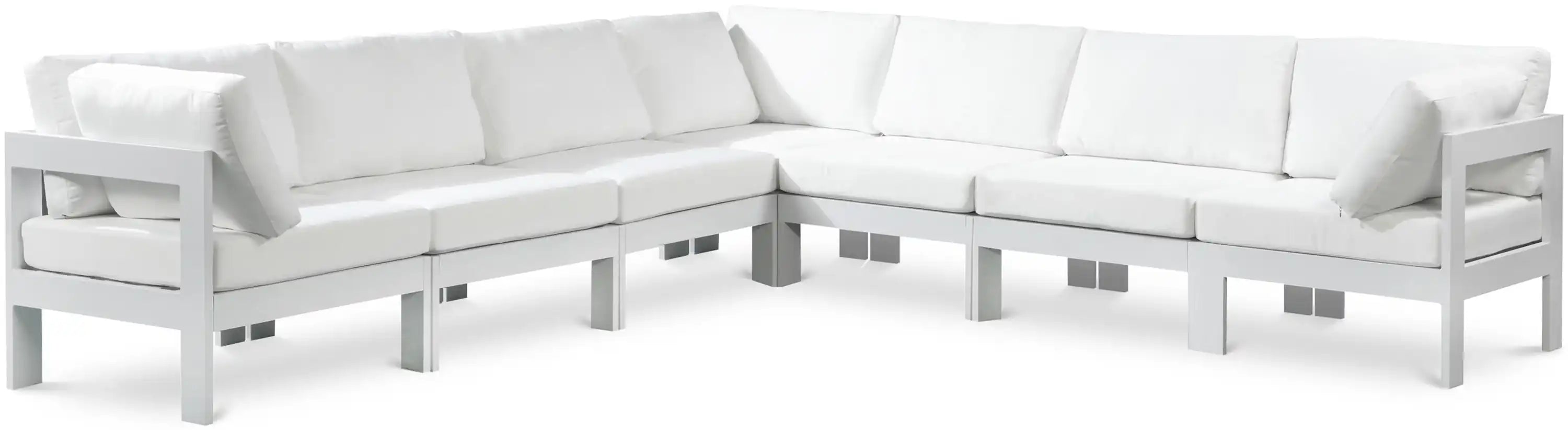 Nizuc - Outdoor Patio 7 Piece Modular Sectional With White Frame - Best Buy Furniture