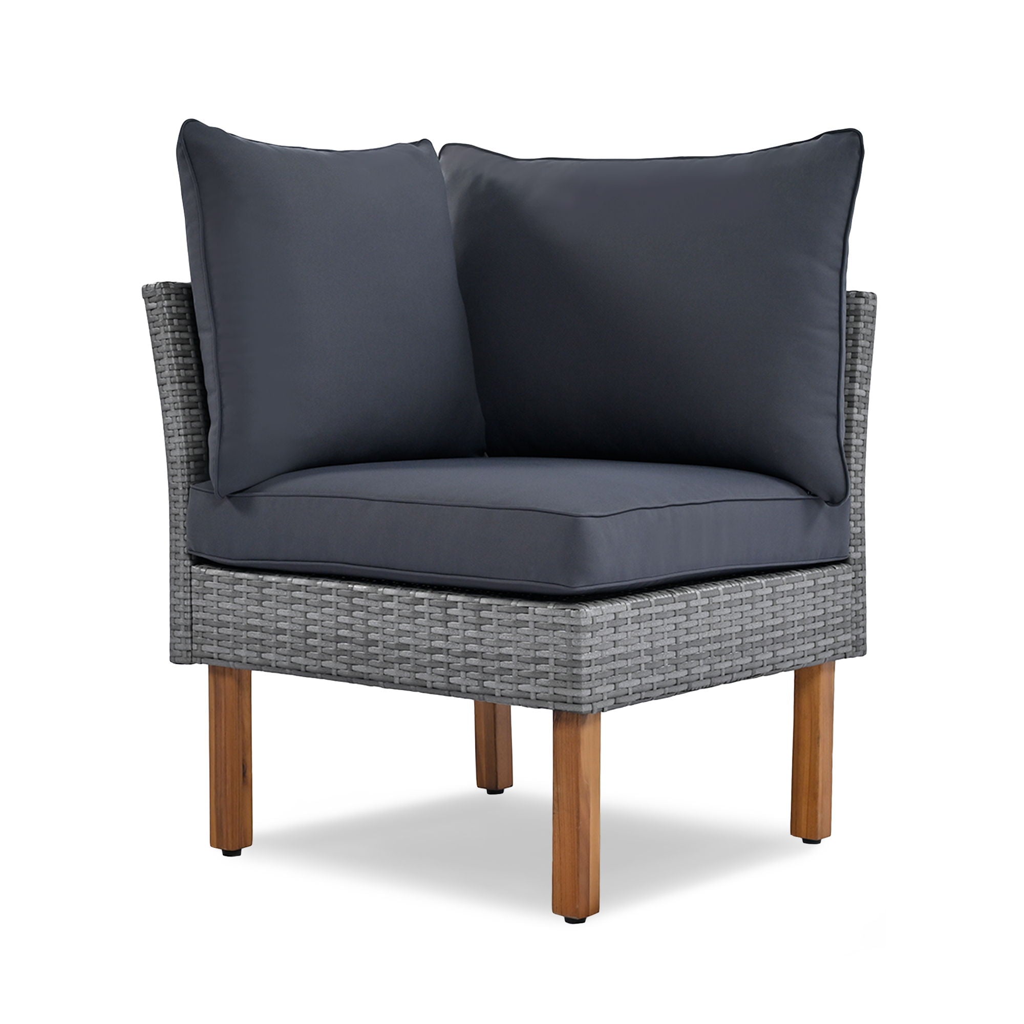 9 Piece Patio Rattan Furniture Set, Outdoor Conversation Set With Acacia Wood Legs And Tabletop, PE Rattan Sectional Sofa Set With Coffee Table, Washable Cushion - Best Buy Furniture