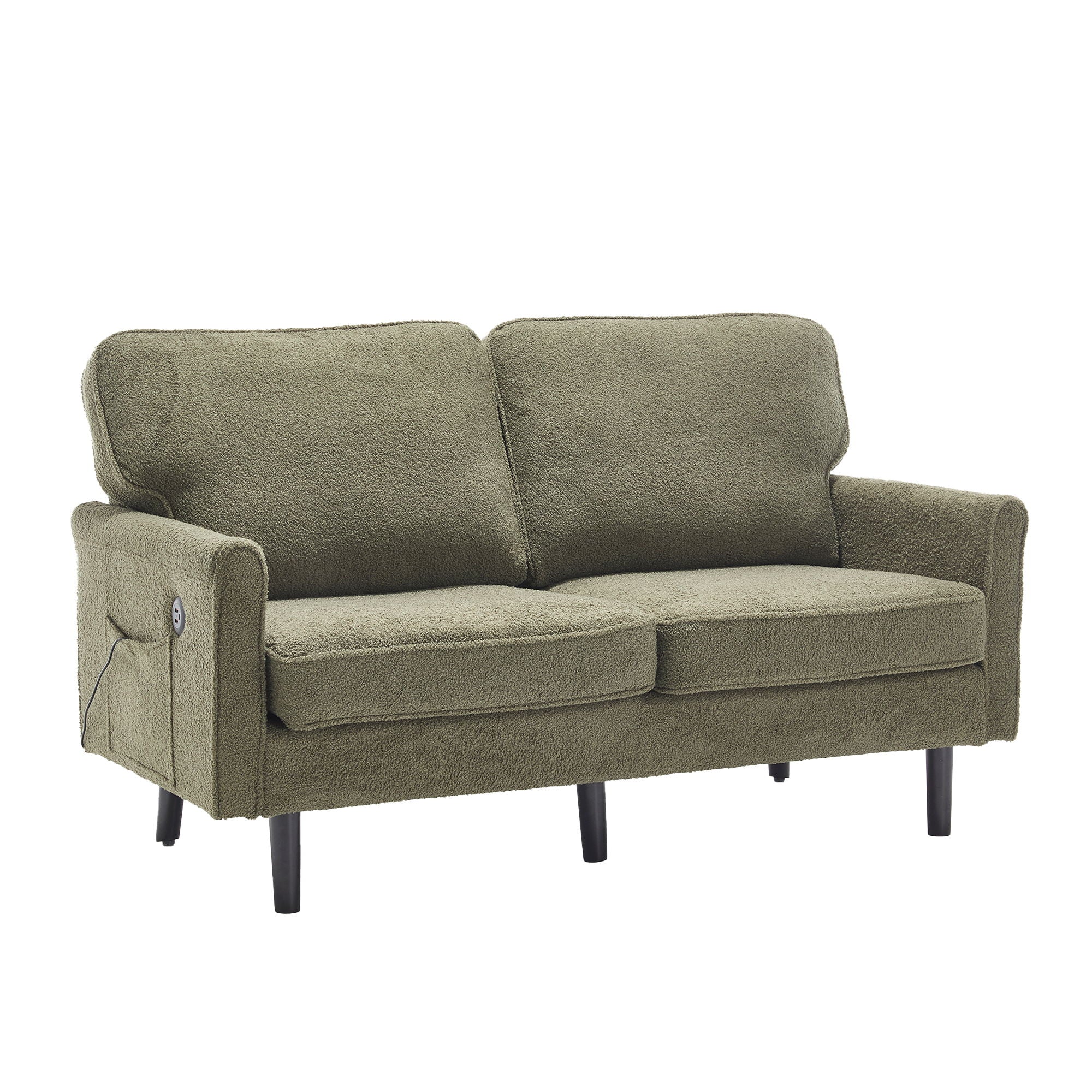 Mid Century Modern Loveseat Sofa With USB Ports, Removable Pillow Cover - Best Buy Furniture