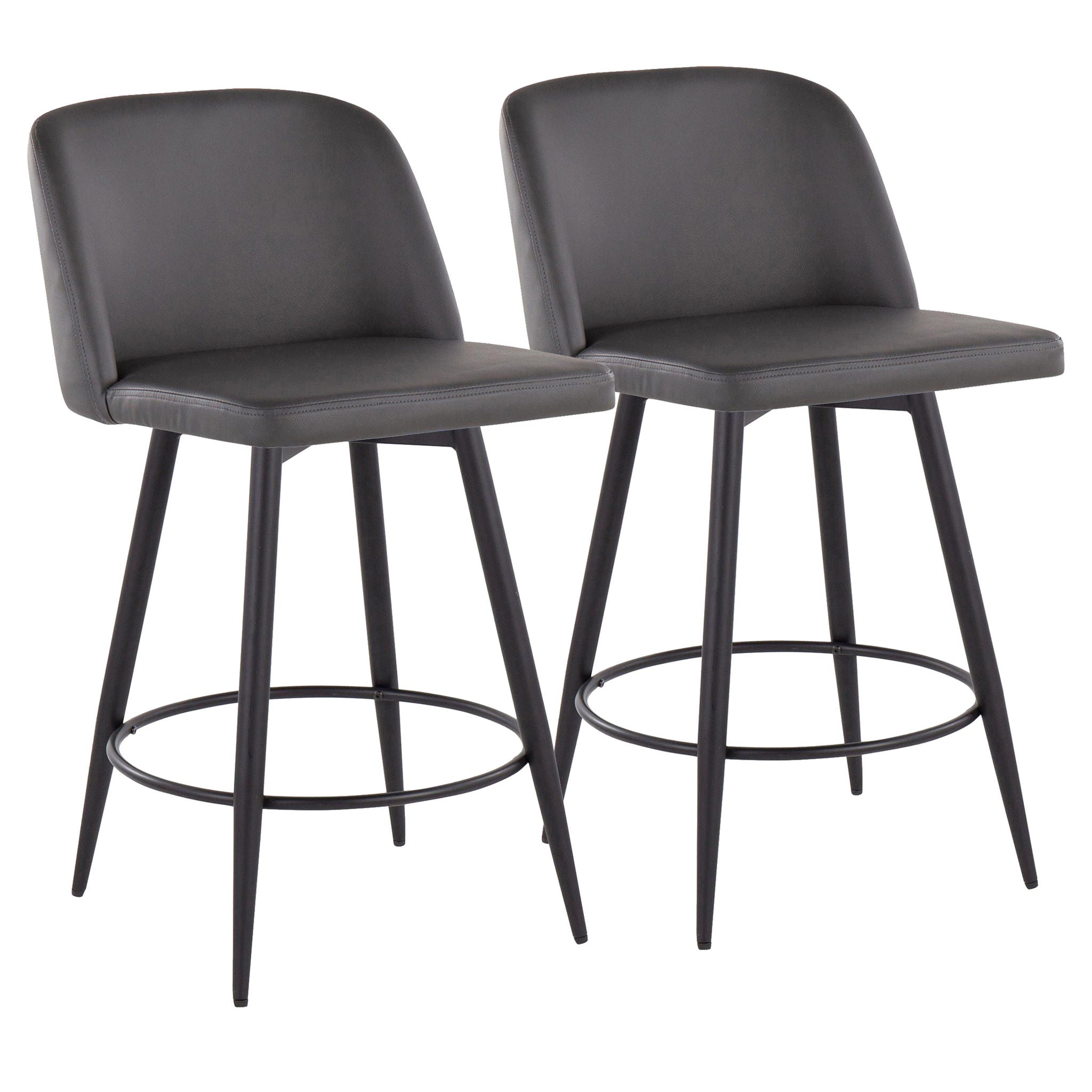 Toriano - Contemporary Fixed-Height, Counter Stool With Swivel With Round Footrest (Set of 2) - Best Buy Furniture