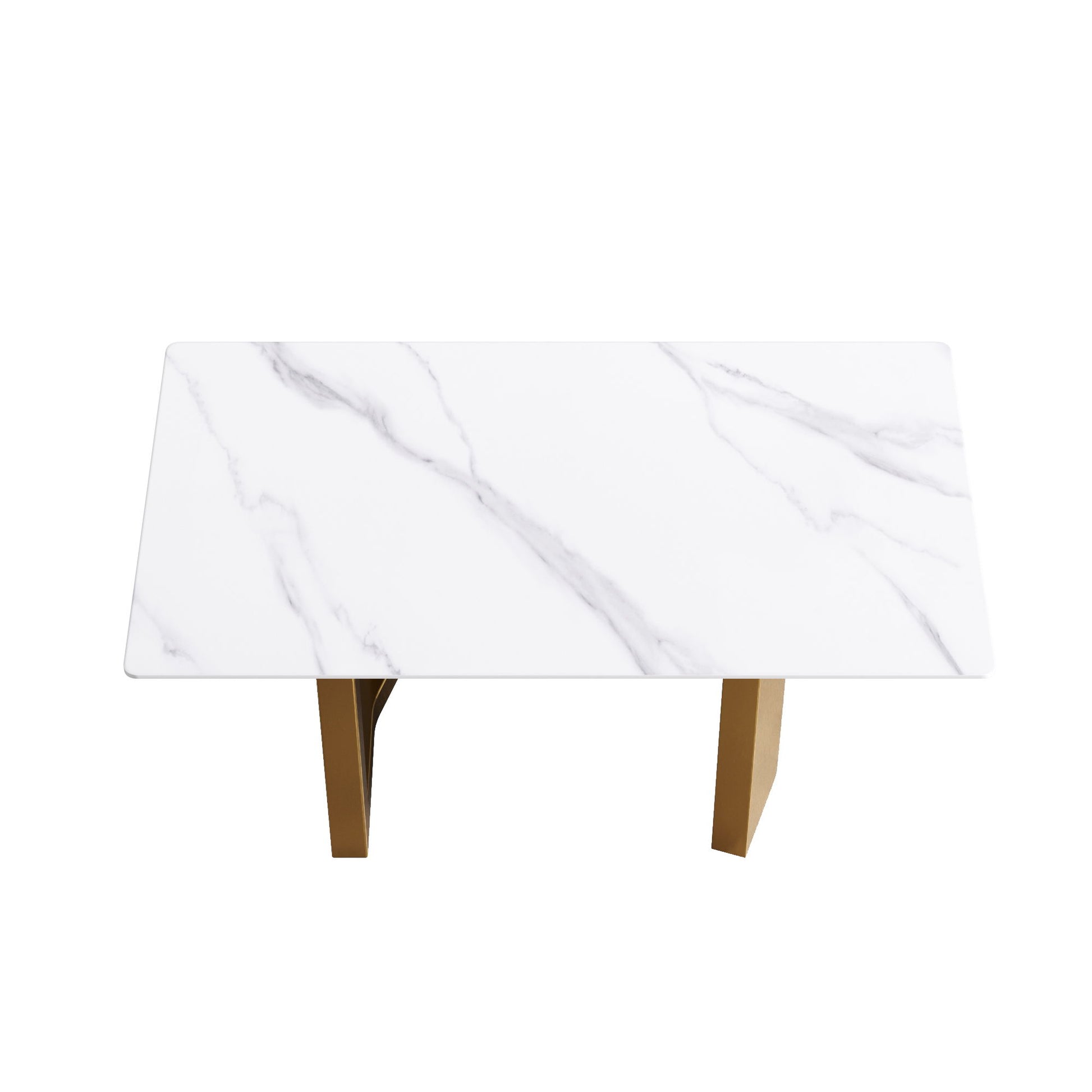 Modern Artificial Stone White Straight Edge Metal Leg Dining Table - Best Buy Furniture