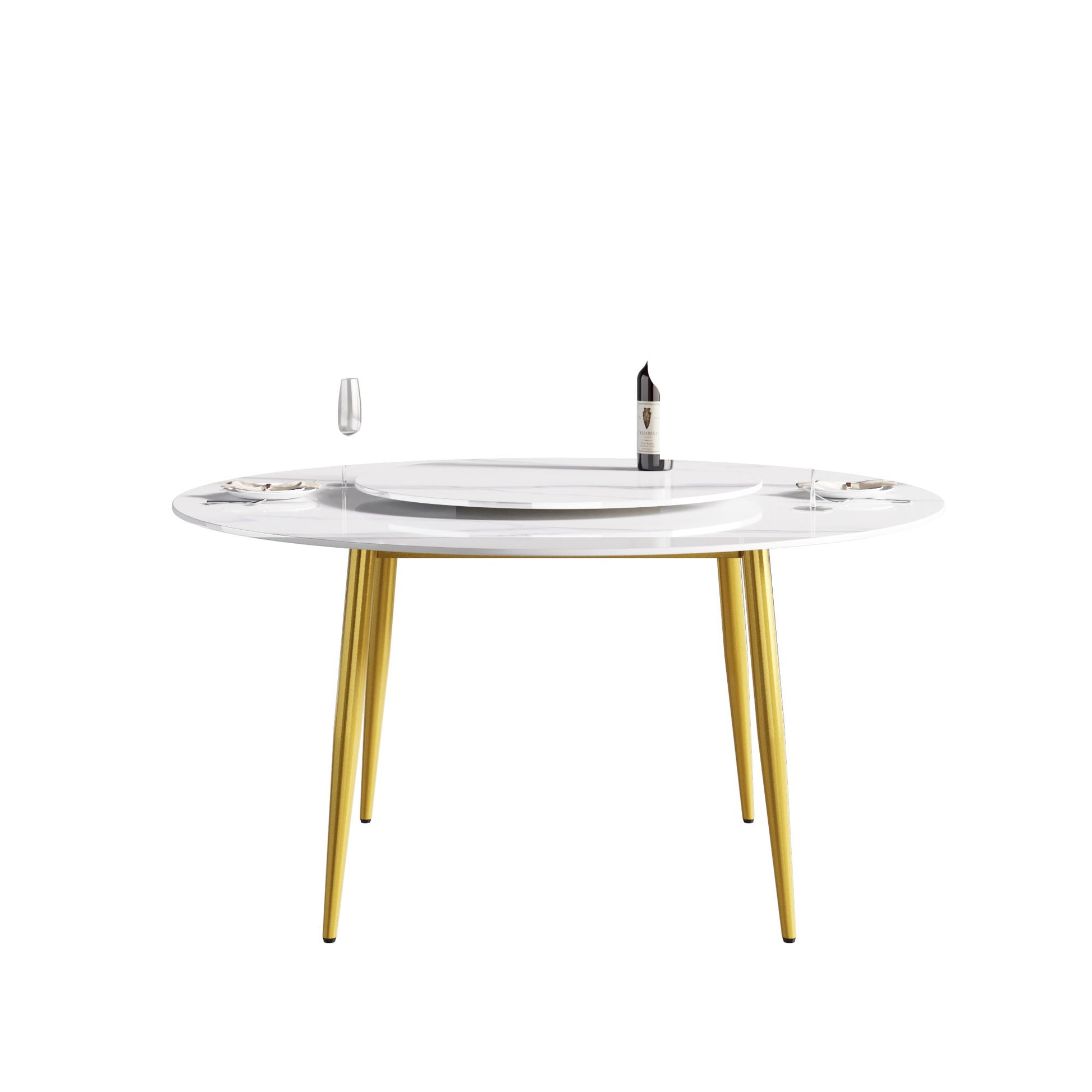 Modern Artificial Stone Round Dining Table, Can Accommodate 6 People Artificial Stone Turntable - White - Best Buy Furniture