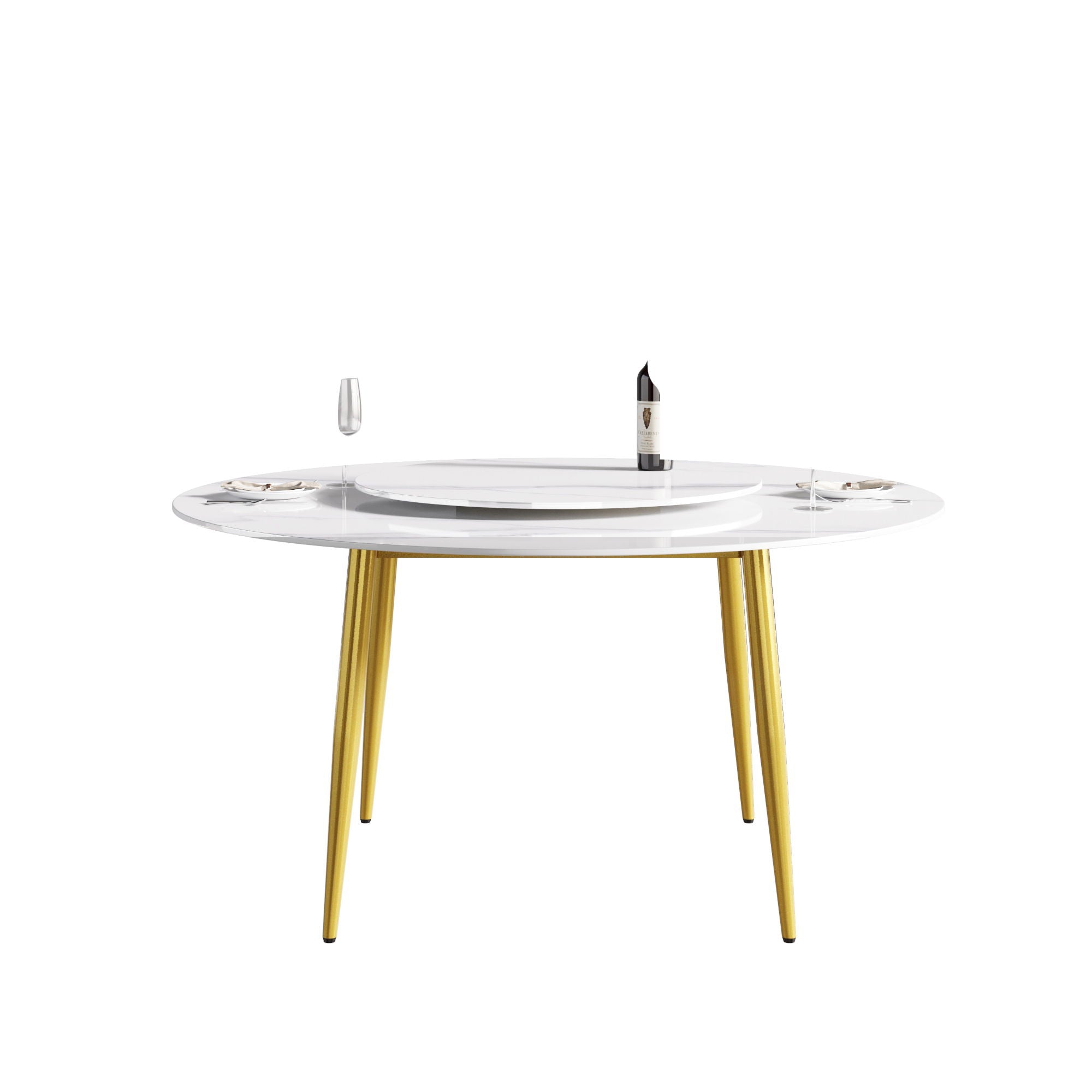 Modern Artificial Stone Round Dining Table, Can Accommodate 6 People Artificial Stone Turntable - White - Best Buy Furniture