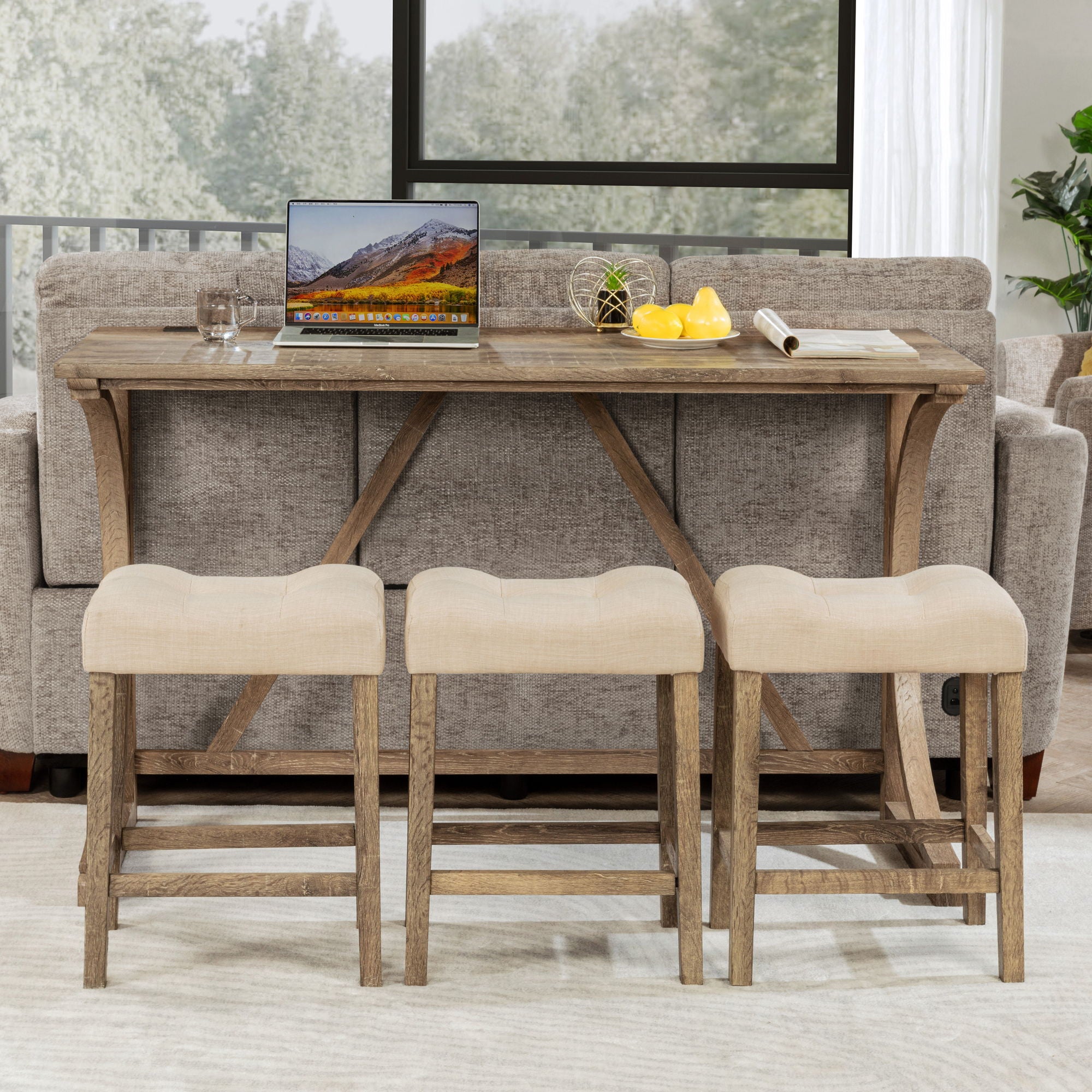Bar Table Set With 3 Padded Stools - Best Buy Furniture