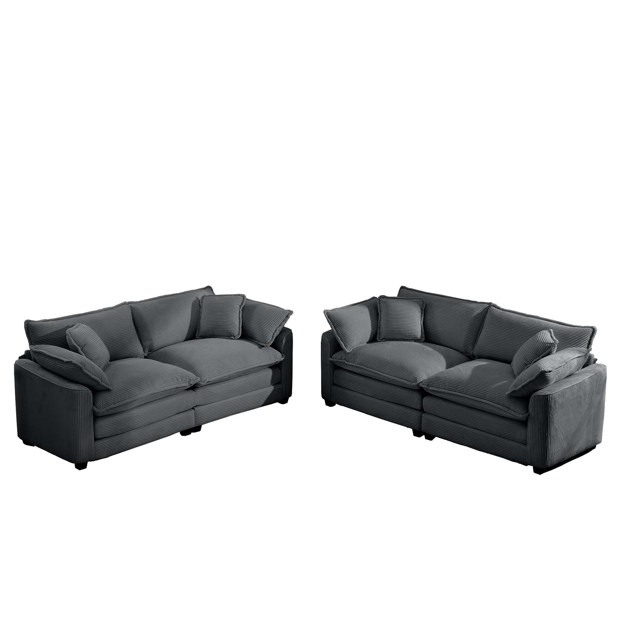 Elegant Corduroy Oversized Sectional Sofa Set With Deep Seats And Flexible Layout - Best Buy Furniture