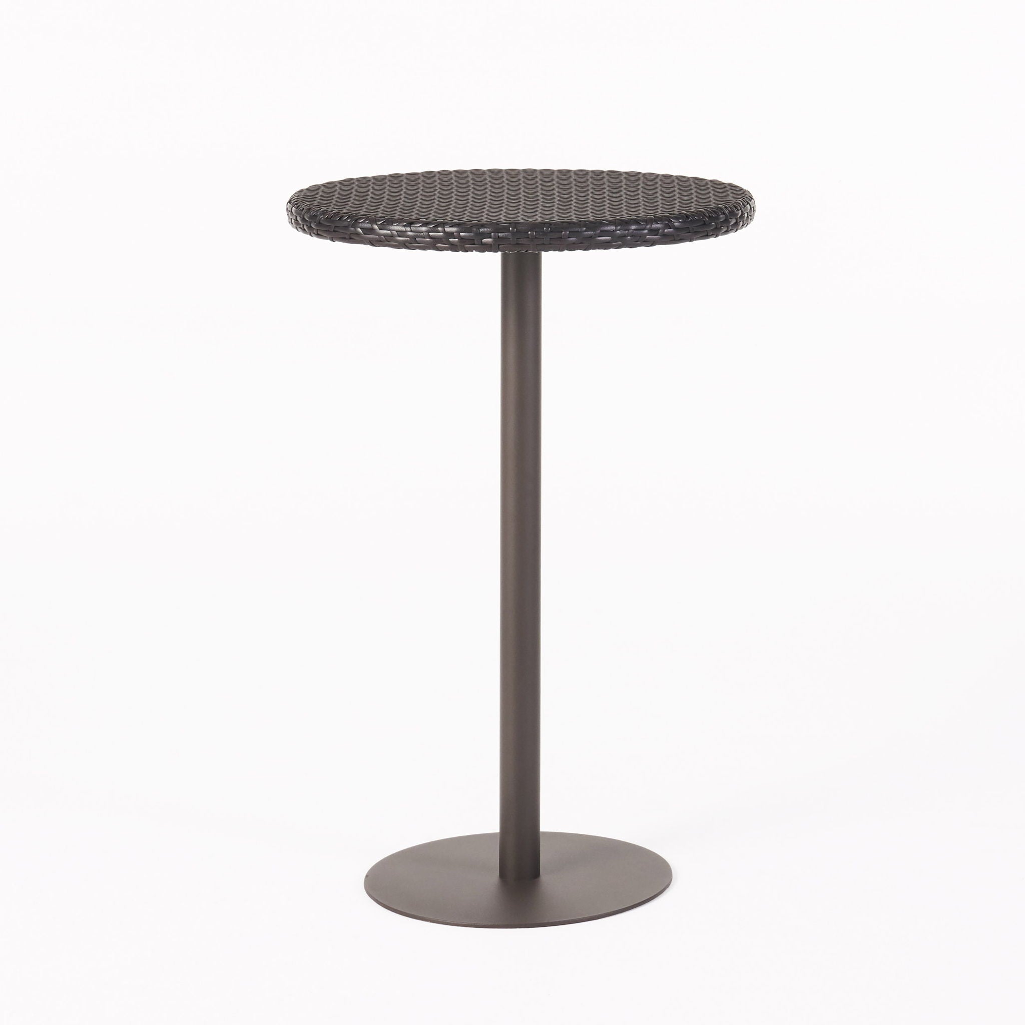Outdoor Round Rattan Bar Table With Iron Frame - Multi Brown - Best Buy Furniture