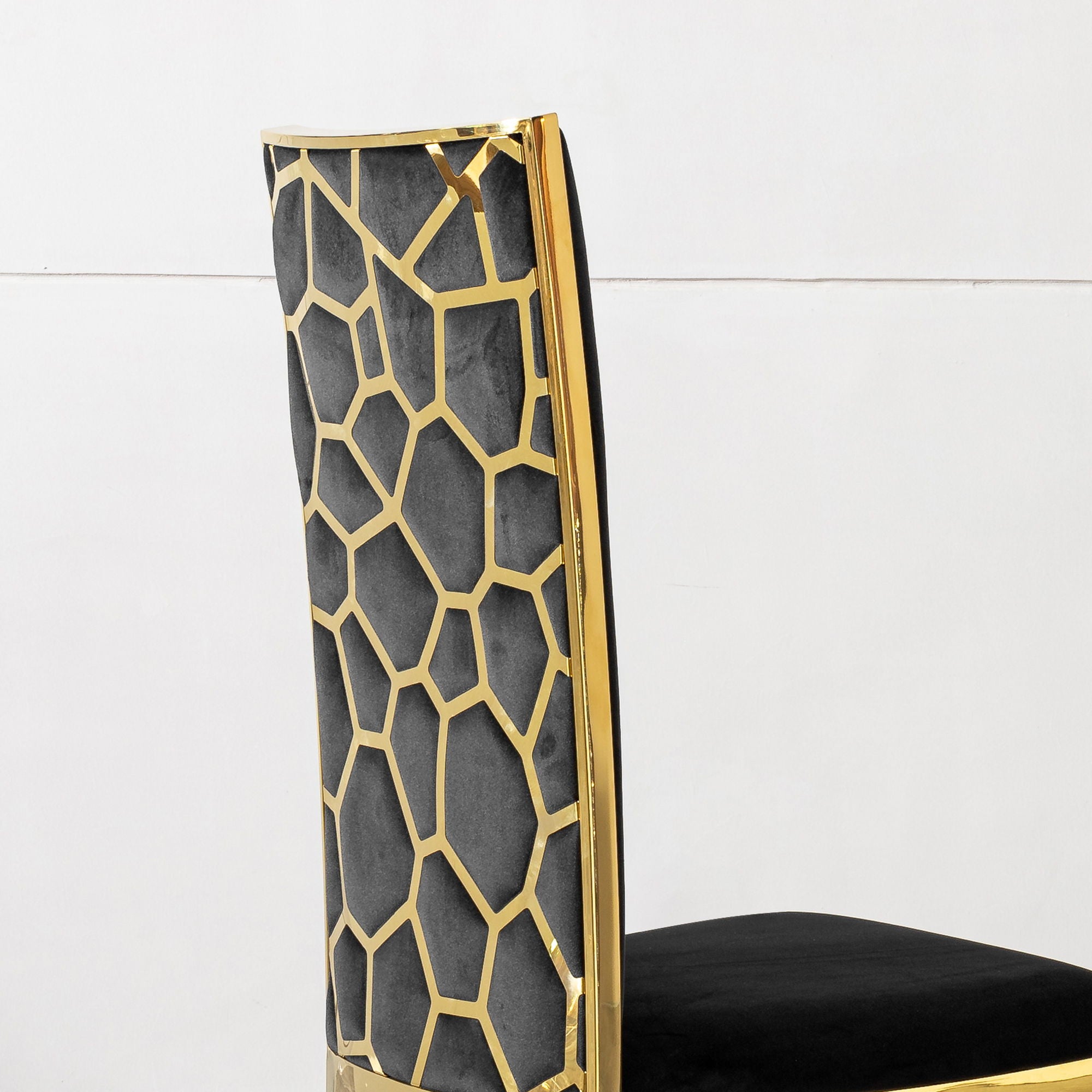 Dining Chair (Set of 2) With Unique Backrest Stainless Steel Legs - Gold - Best Buy Furniture