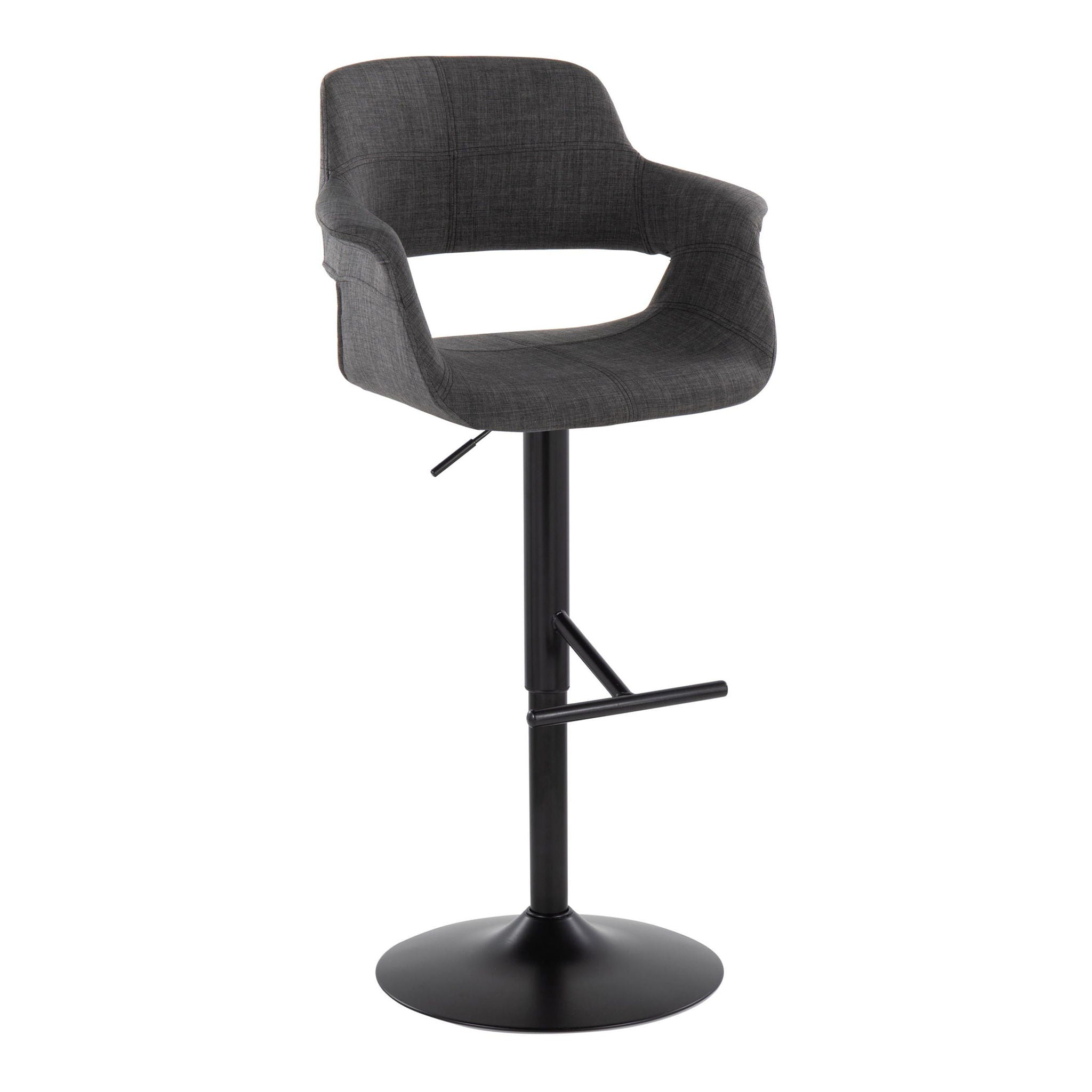 Vintage Flair - Mid Century Modern Adjustable Barstool With Straight T Footrest (Set of 2) - Best Buy Furniture