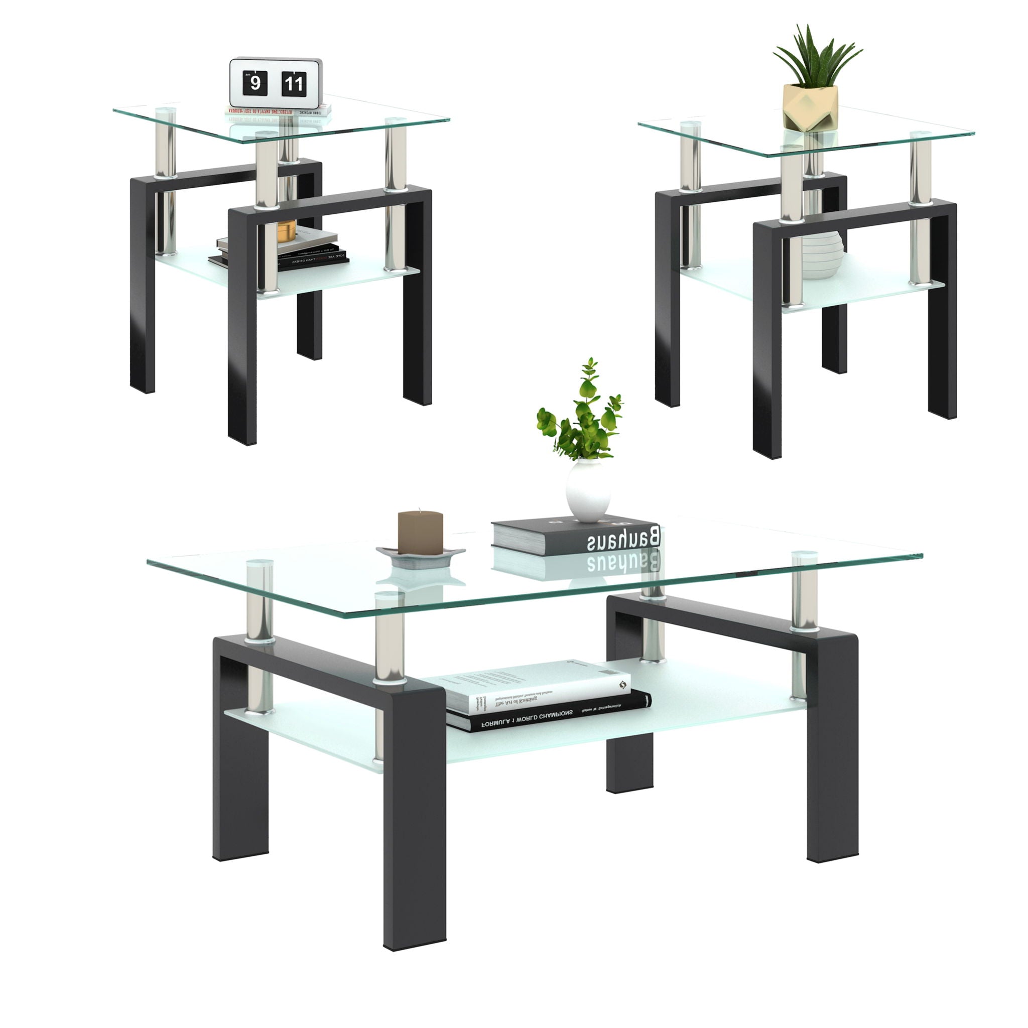 Modern Tempered Glass Tea Table, End Square Table For Living Room - Best Buy Furniture