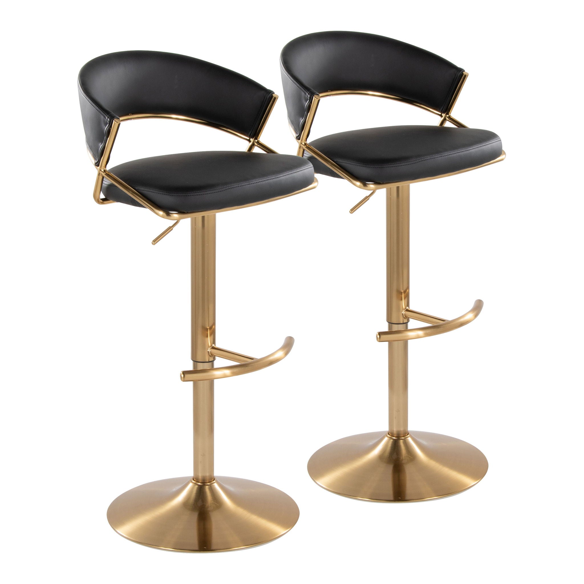 Jie - Contemporary Adjustable Barstool With Swivel With Rounded T Footrest (Set of 2) - Best Buy Furniture