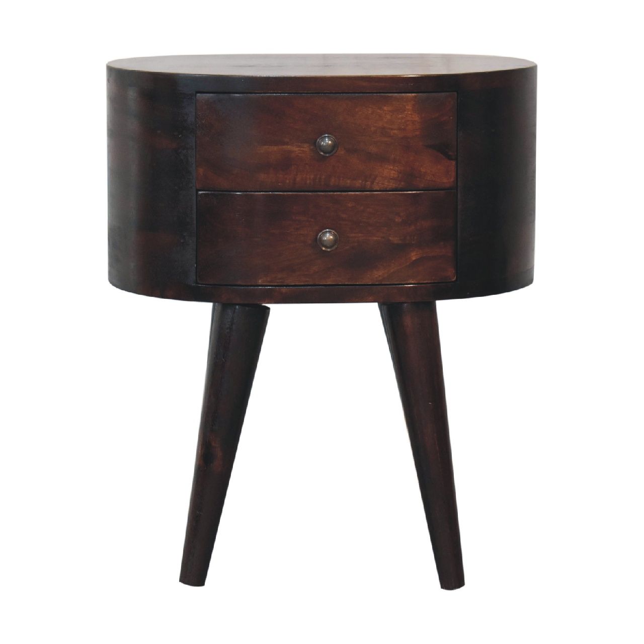 Rounded Wooden Bedside Table - Walnut - Best Buy Furniture