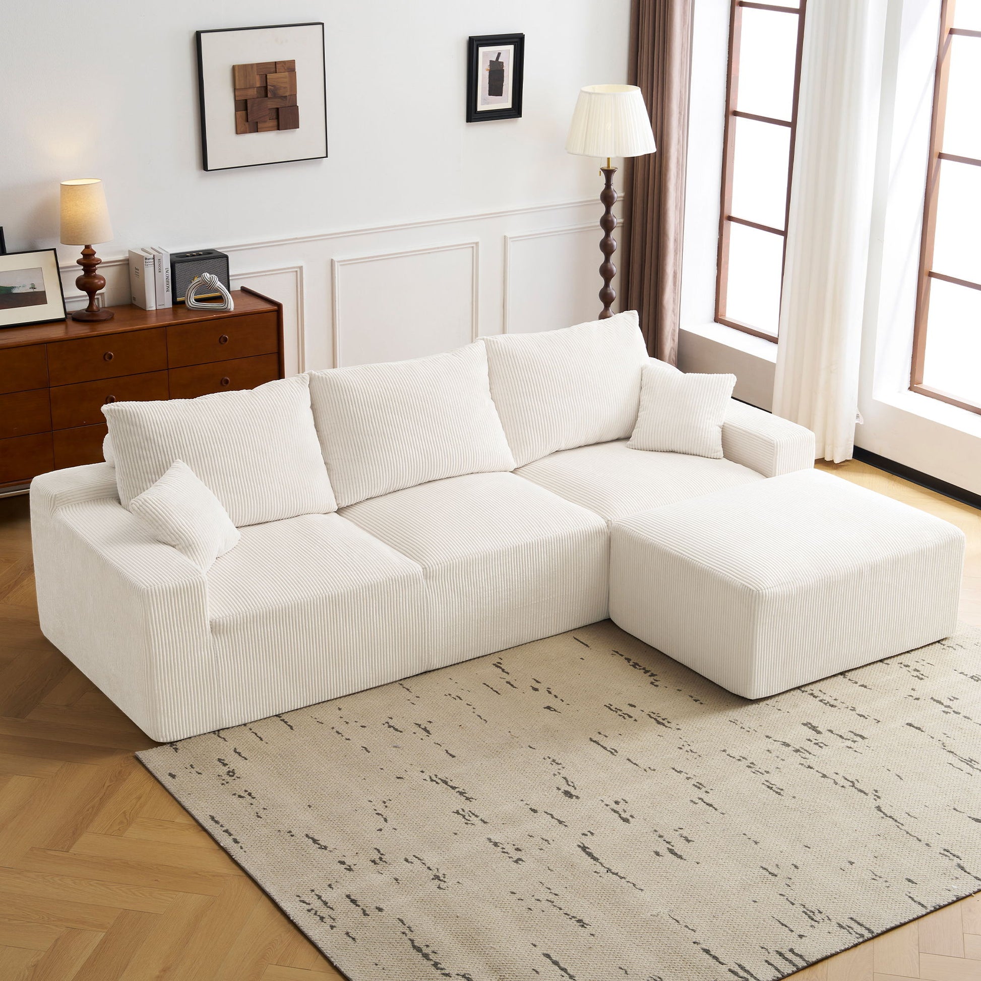 L Shaped Sectional Sofa, Full Compression 3 Seater Cloud Couch With Chaise - Best Buy Furniture