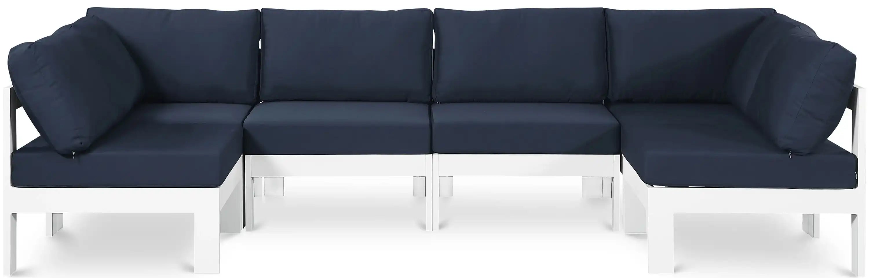 Nizuc - Outdoor Patio 6 Piece Modular Sectional With White Frame - Best Buy Furniture