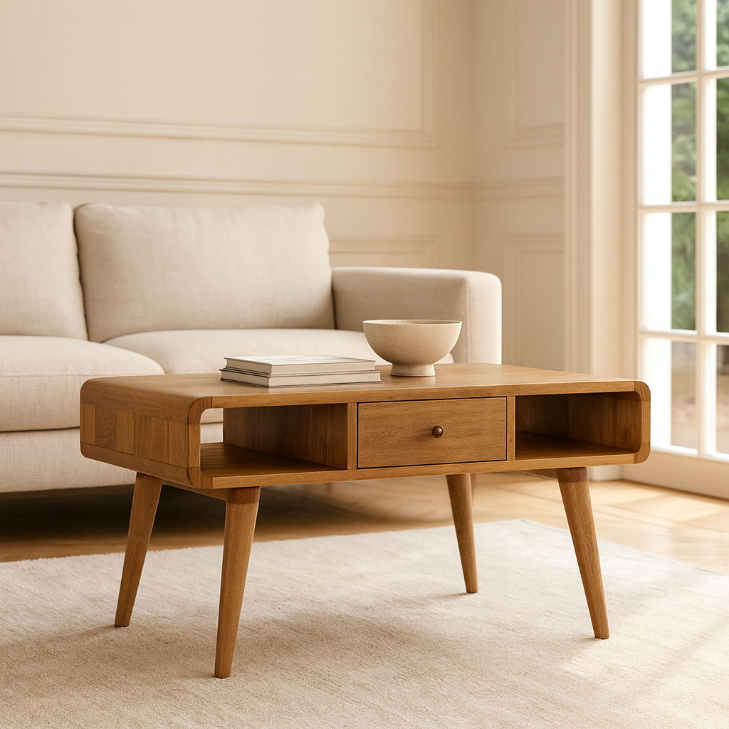 Curved Coffee Table - Oak - Best Buy Furniture