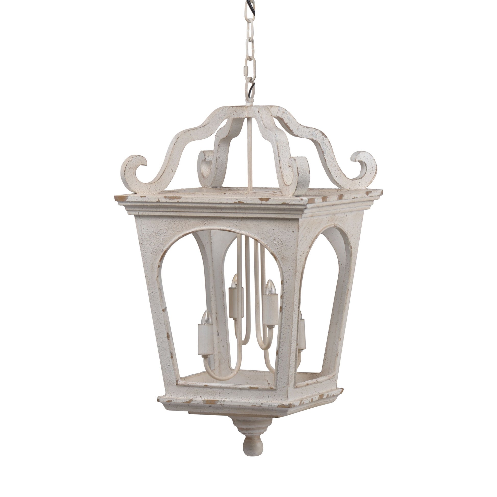 4 Light Wood Chandelier, Hanging Light Fixture With Adjustable Chain For Kitchen, Bulb Not Included - Cream White - Best Buy Furniture