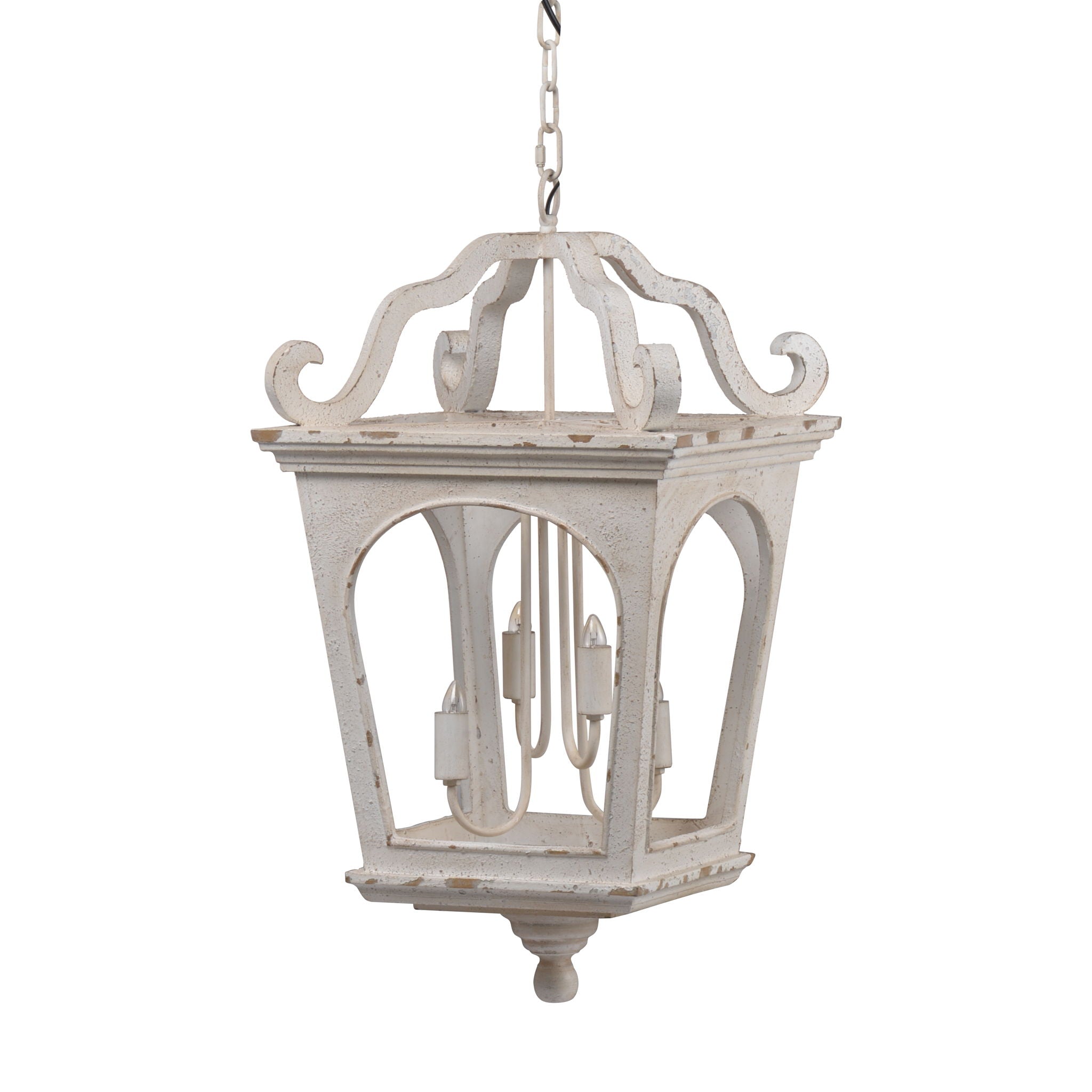 4 Light Wood Chandelier, Hanging Light Fixture With Adjustable Chain For Kitchen, Bulb Not Included - Cream White - Best Buy Furniture