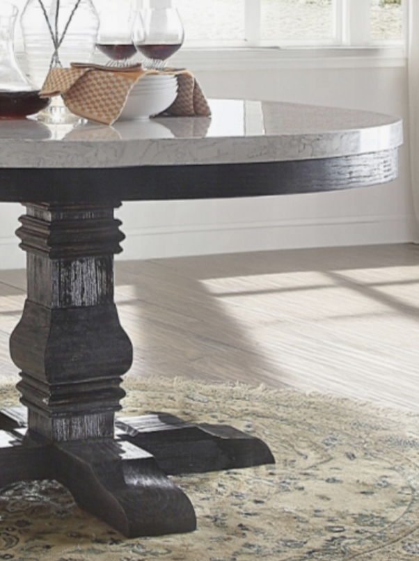 Nolan - Marble Top Salvage Round Dining Table - White - Best Buy Furniture