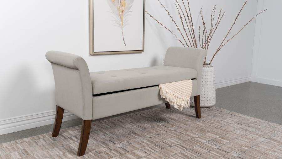 Farrah - Velvet Upholstered Rolled Arm Storage Bench - Best Buy Furniture