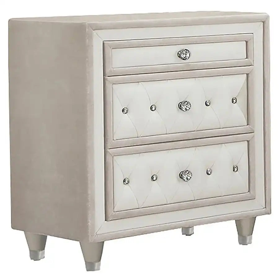 Antonella - Upholstered 3-Drawer Nightstand - Best Buy Furniture