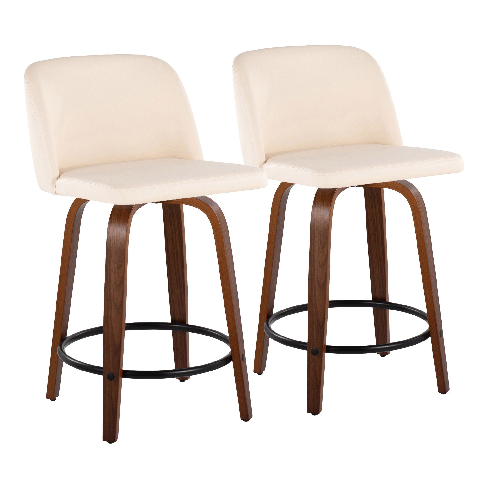 Toriano - Mid Century Modern, Fixed Height Counter Stool & Swivel And Round Footrest (Set of 2) - Best Buy Furniture