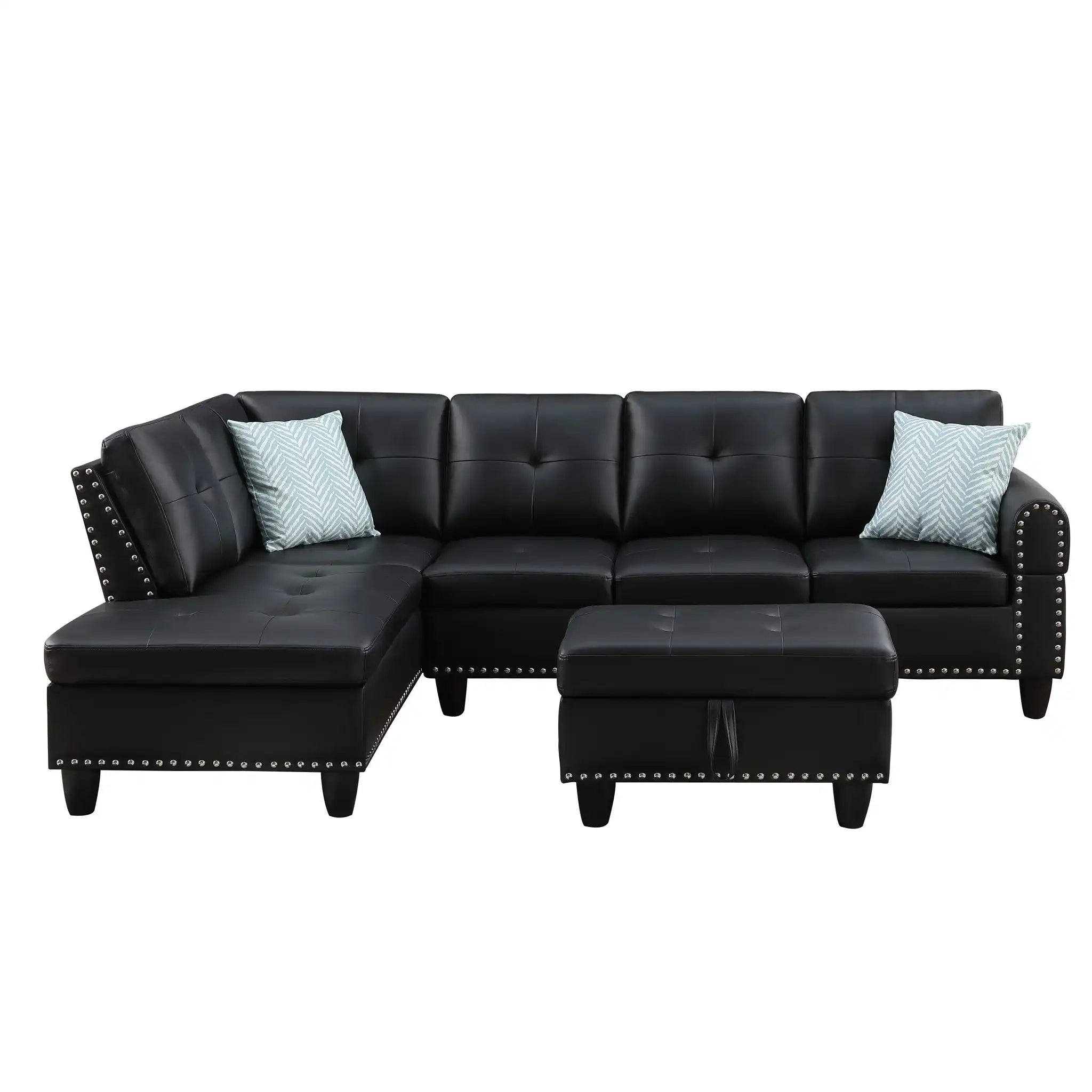 Irine - Faux Leather Sectional Sofa With Ottoman - Best Buy Furniture