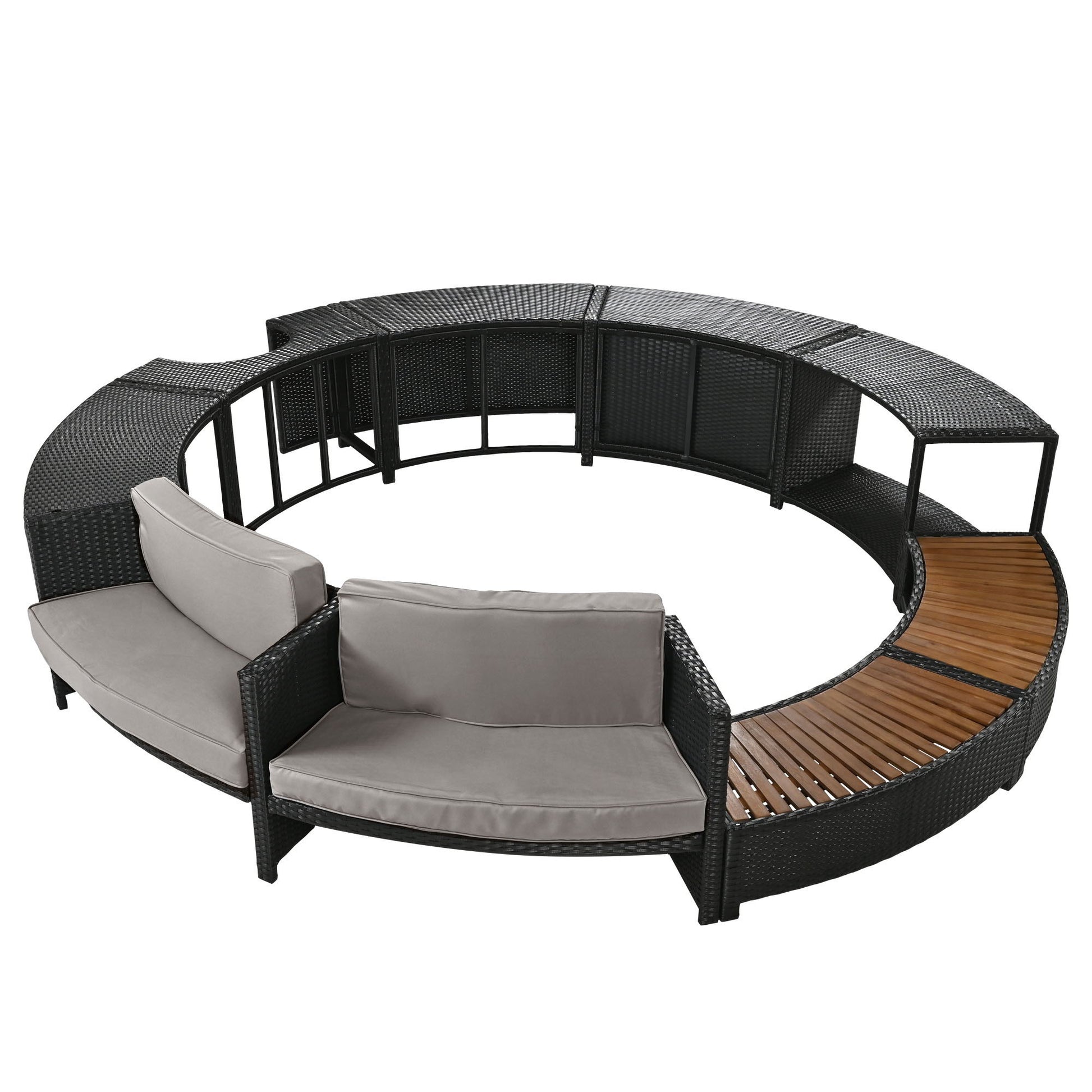 Spa Surround Spa Frame Patio Rattan Sofa Set With Storage Spaces, Mini Sofa And Comfortable Cushion For Patio, Backyard - Best Buy Furniture