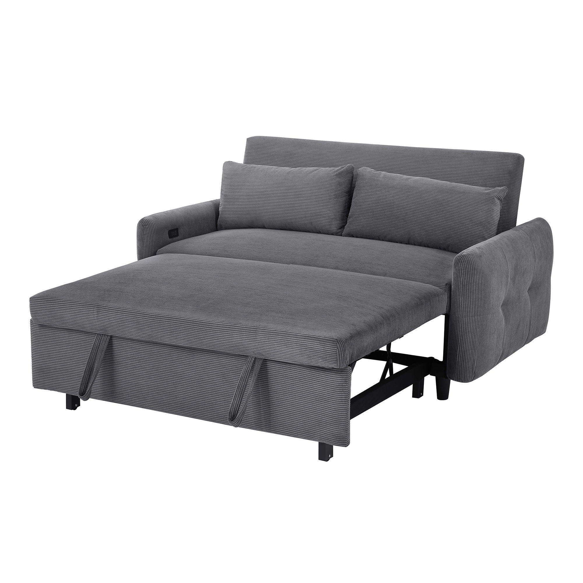 Pull-Out 2 Seat Modern Sleeper Sofa With 2 Throw Pillows And USB Ports - Best Buy Furniture