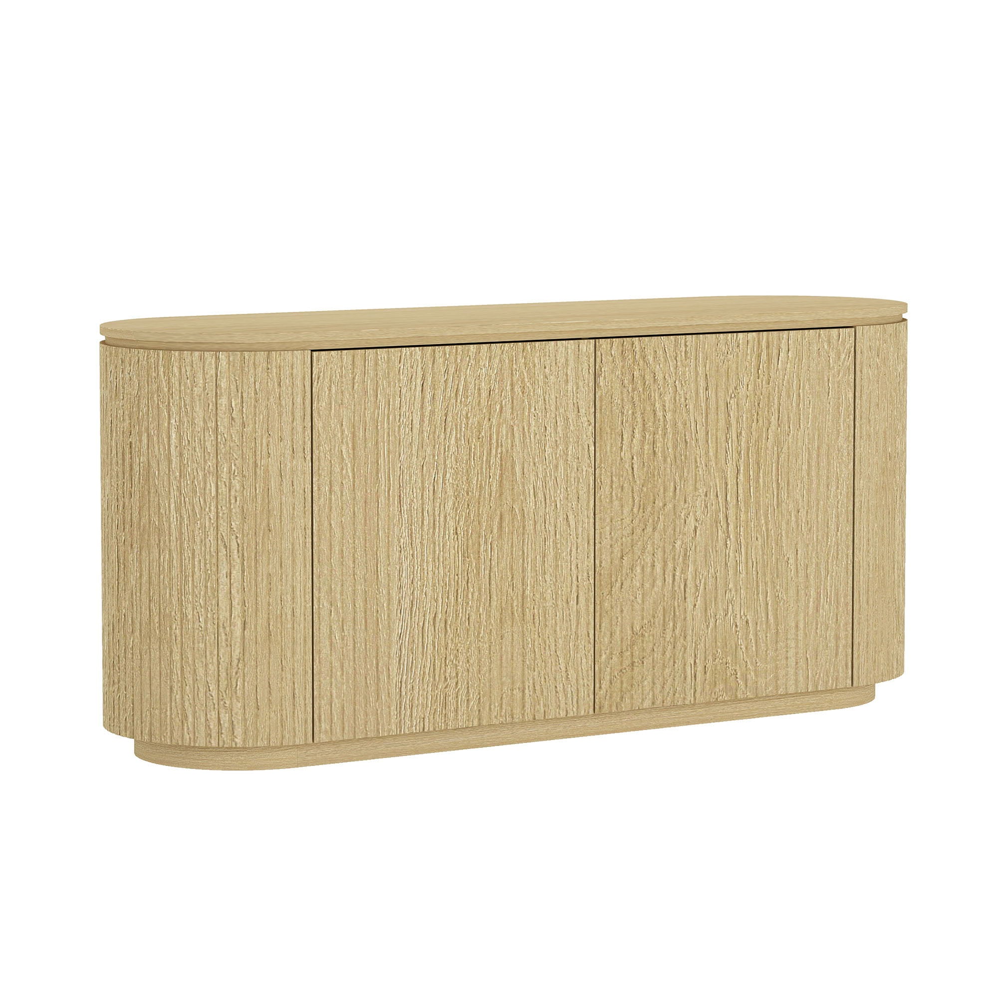 Olivia - Sideboard With 4 Adjustable Shelves With Handle Free Doors And Rounded Edges - Oak