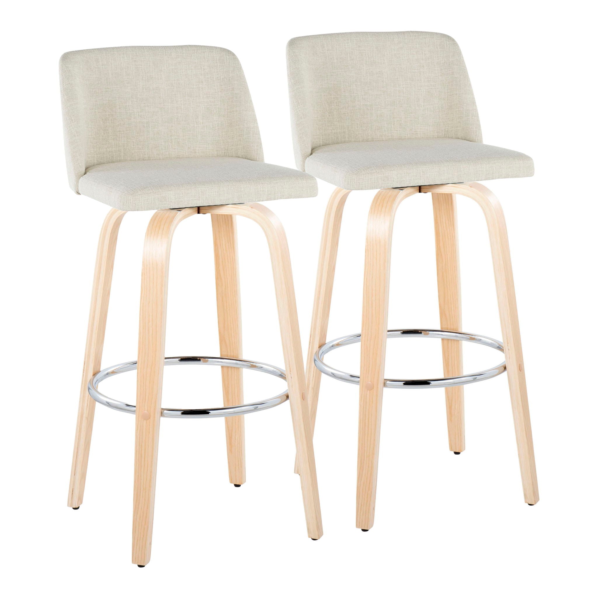 Toriano - Contemporary, Fixed Height Barstool Swivel & Round Footrest (Set of 2) - Best Buy Furniture