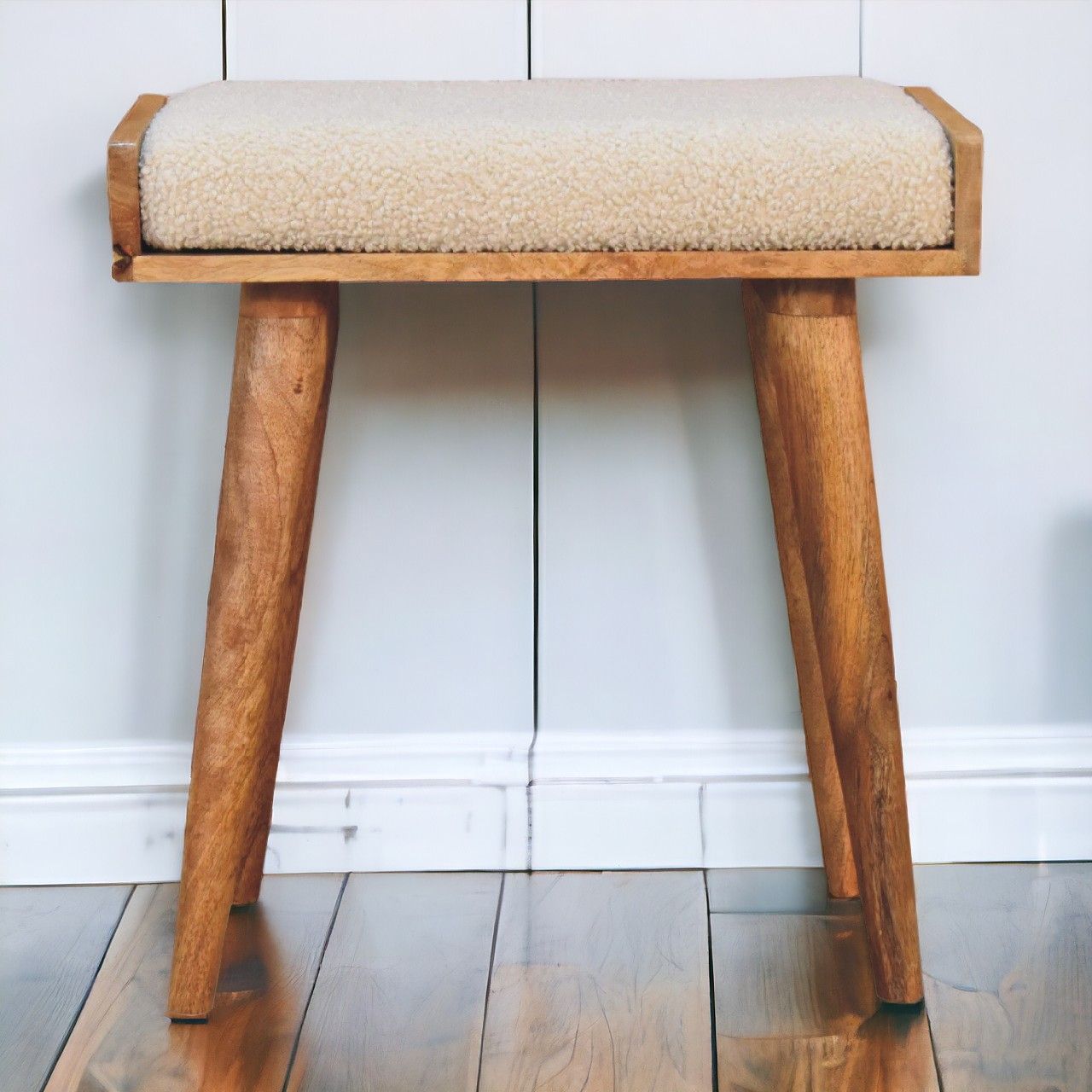 Boucle Tray Style Footstool - Cream - Best Buy Furniture