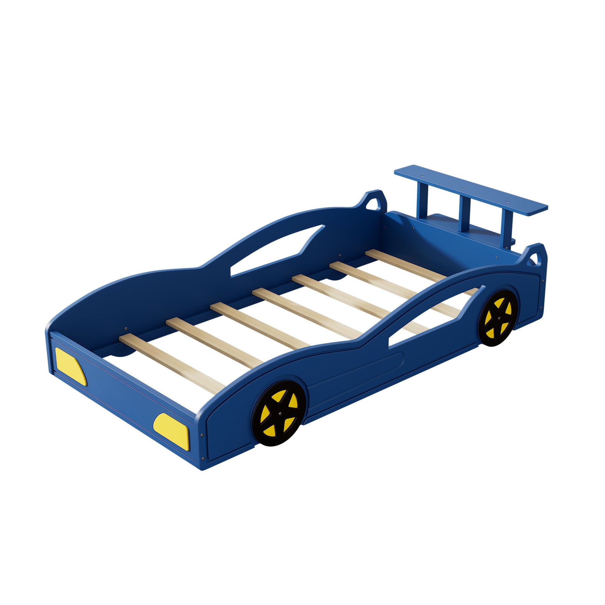 Wooden Race Car Bed, Car Shaped Platform Twin Bed With Wheels For Teens - Best Buy Furniture