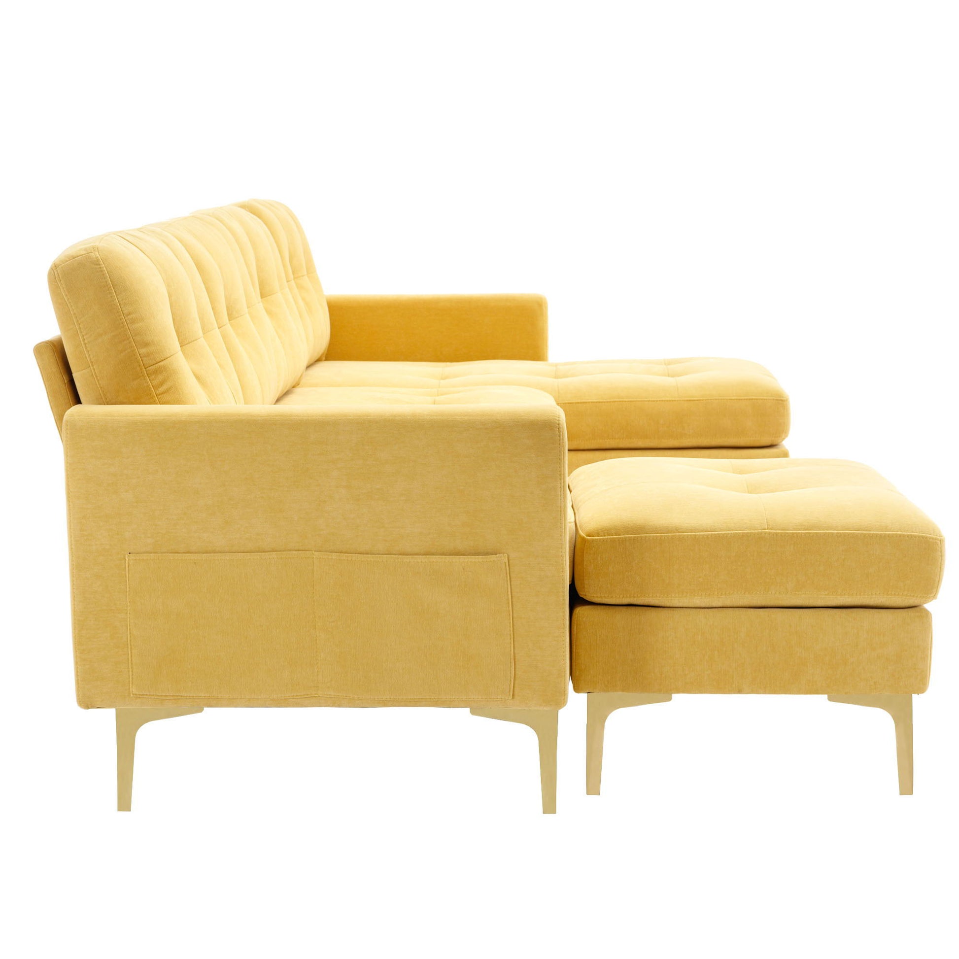 Modern L - Shape Convertible Sectional Sofa With Movable Ottoman - Best Buy Furniture