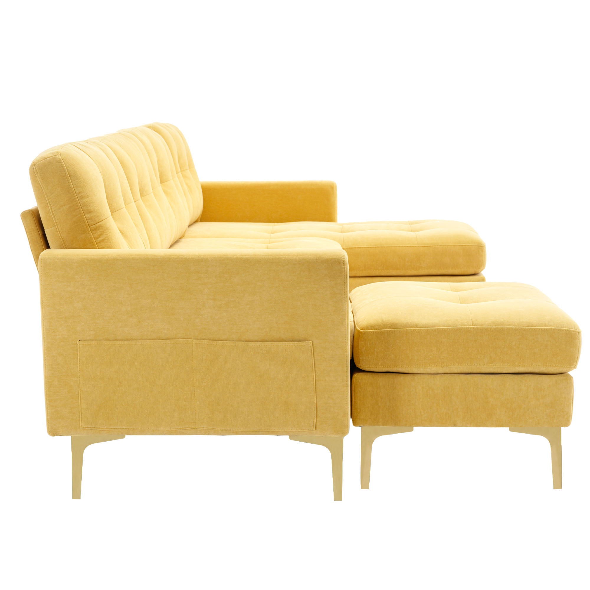 Modern L - Shape Convertible Sectional Sofa With Movable Ottoman - Best Buy Furniture