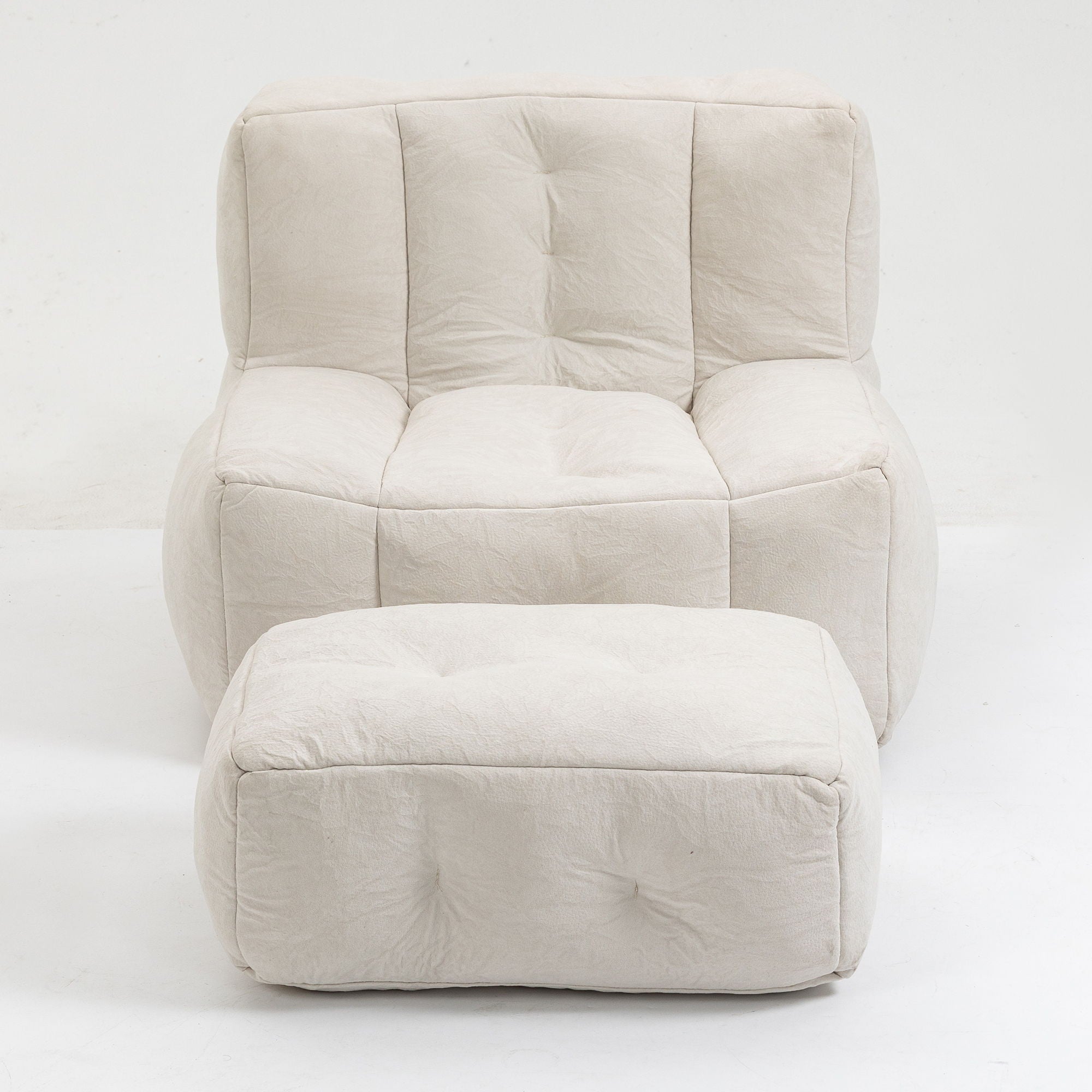 Modern Indoor Fluffy Bean Bag Chair With Memory Foam And Ottoman, Super Soft - Best Buy Furniture