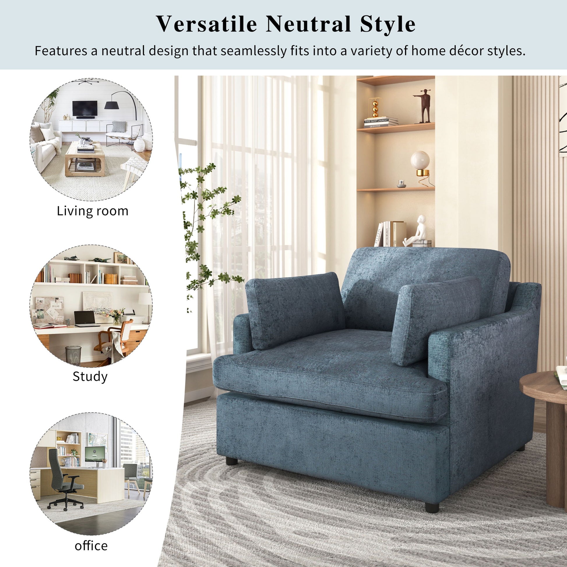 Oversized Accent Chair Comfortable Armrest Cushions, Versatile Neutral Style, Elegant Design, Durable Frame - Best Buy Furniture