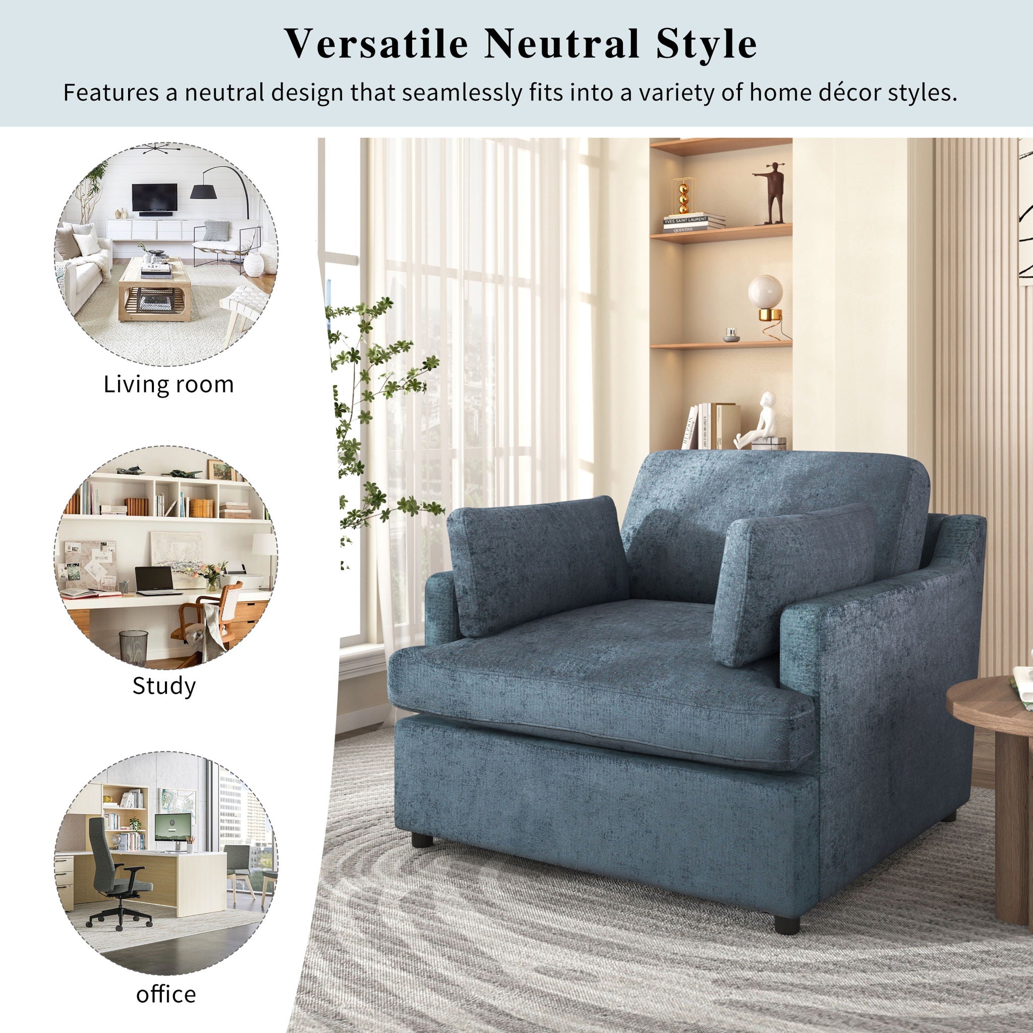 Oversized Accent Chair Comfortable Armrest Cushions, Versatile Neutral Style, Elegant Design, Durable Frame - Best Buy Furniture