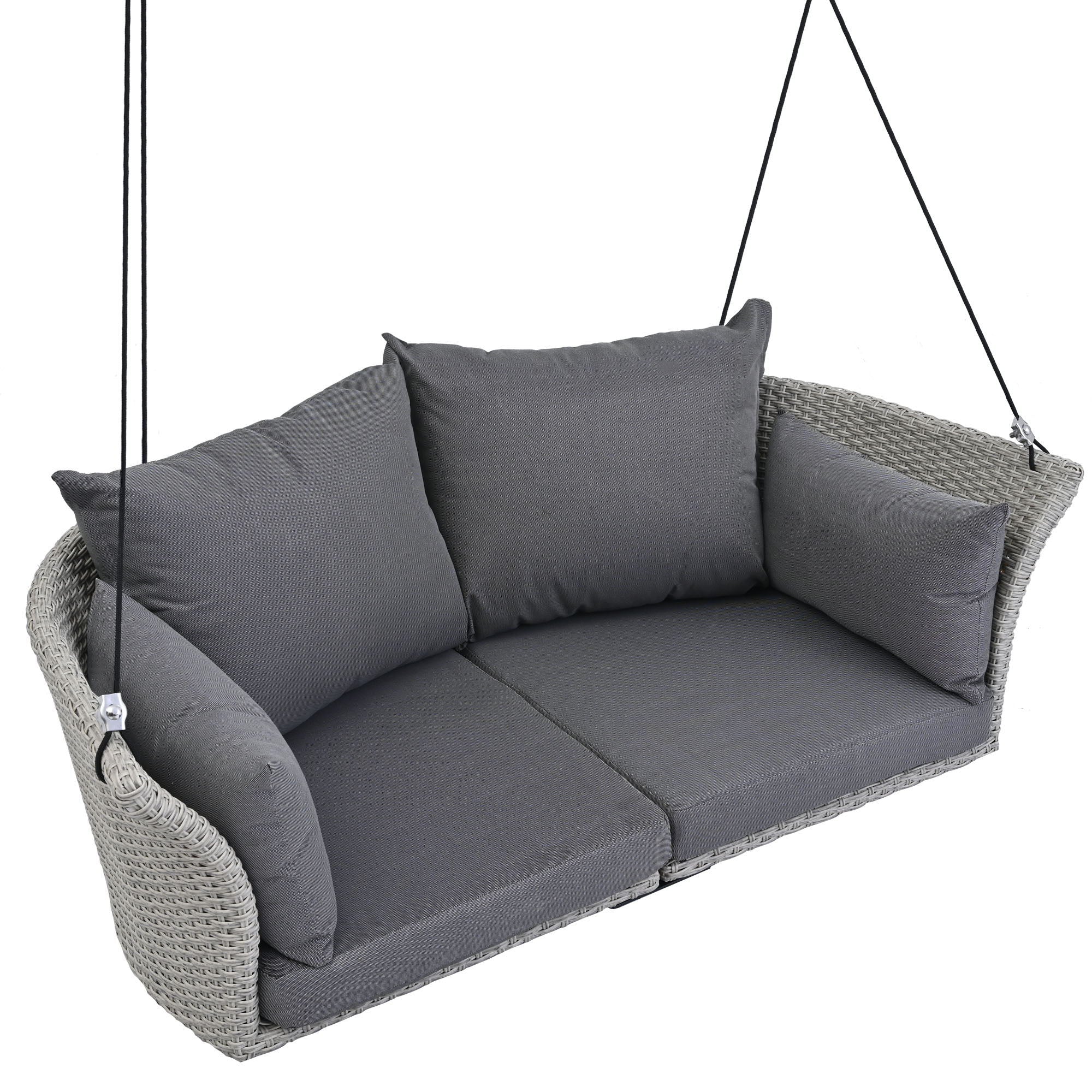 2 Person Hanging Seat, Rattan Woven Swing Chair, Porch Swing With Ropes - Best Buy Furniture