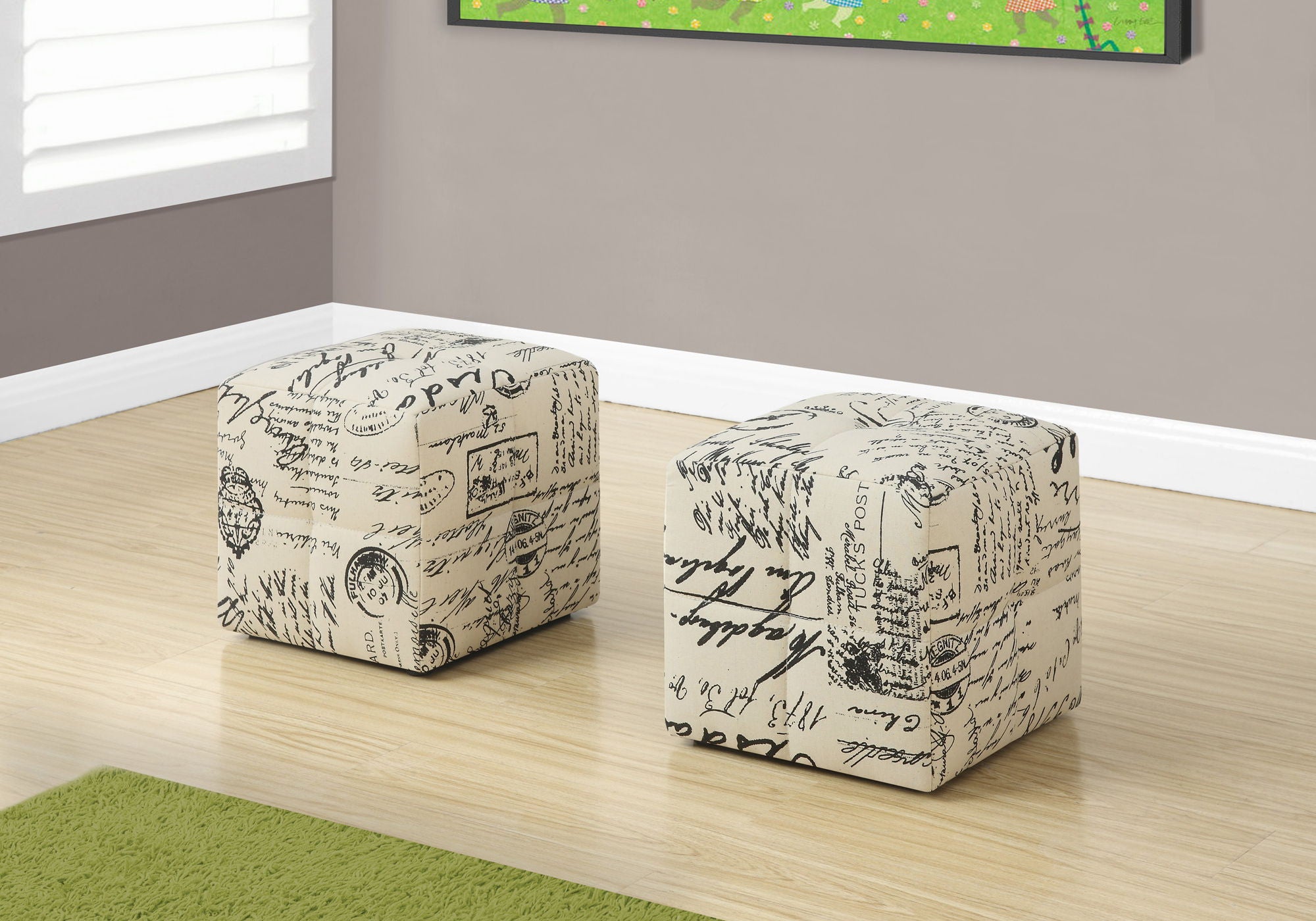 Pouf, Footrest, Foot Stool, Transitional (Set of 2) - Beige - Best Buy Furniture