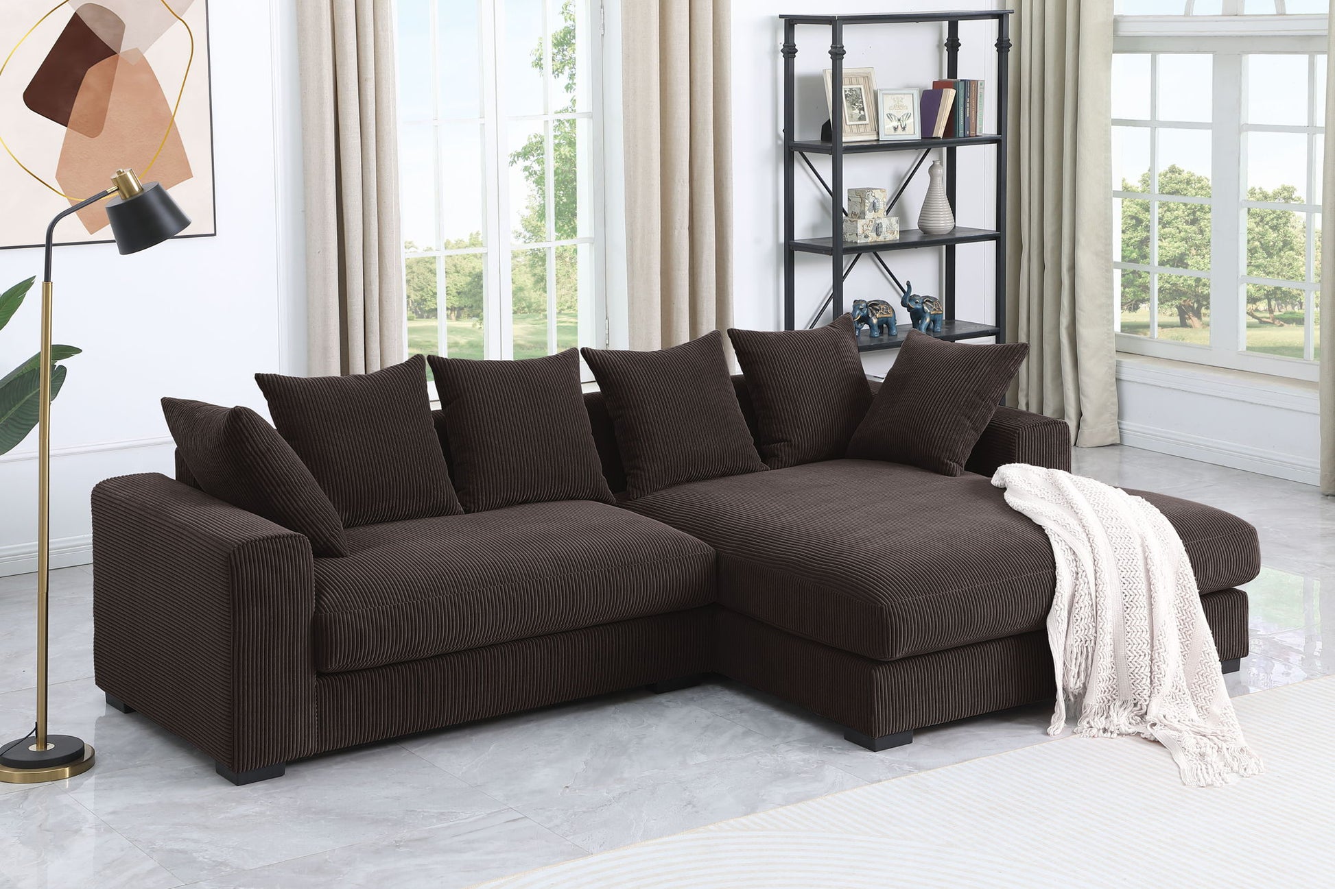 Naomi - 3 Piece Upholstered Sectional - Dark Brown - Best Buy Furniture