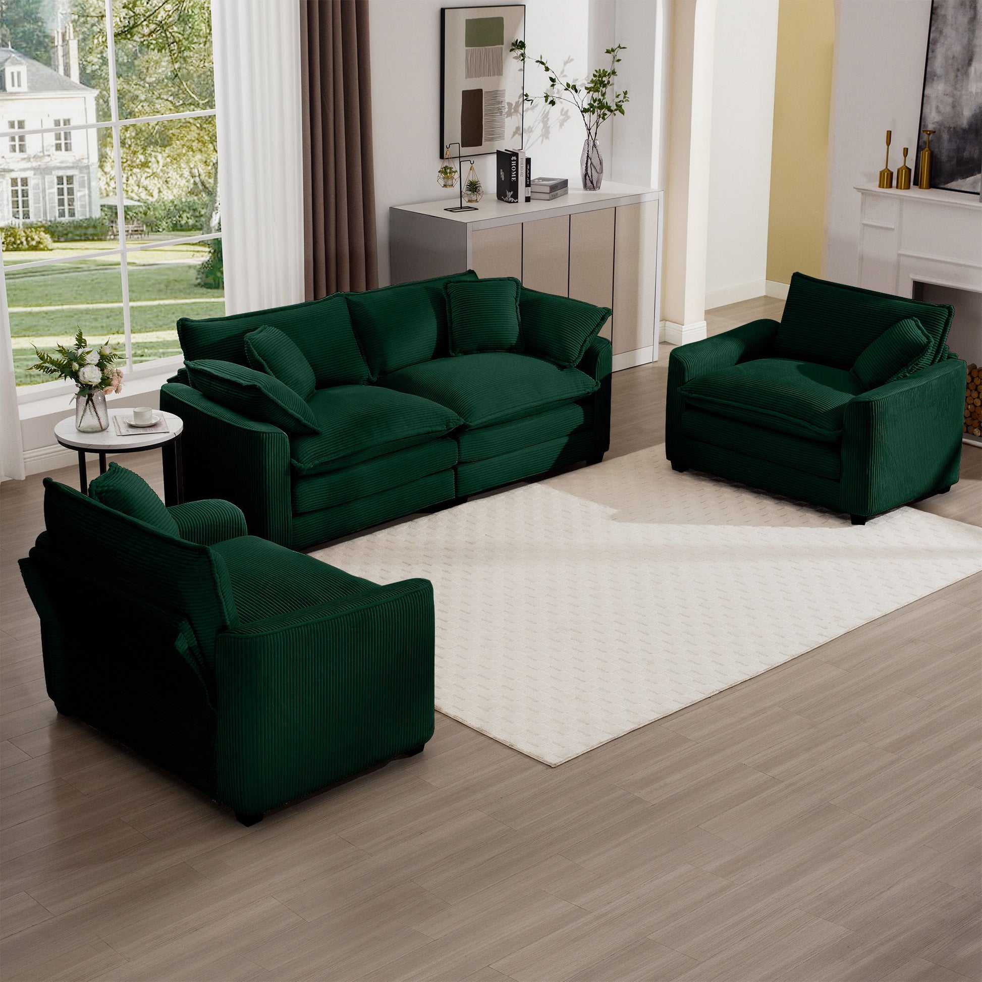 Elegant Corduroy Oversized Sectional Sofa Set With Deep Seats And Flexible Layout - Best Buy Furniture
