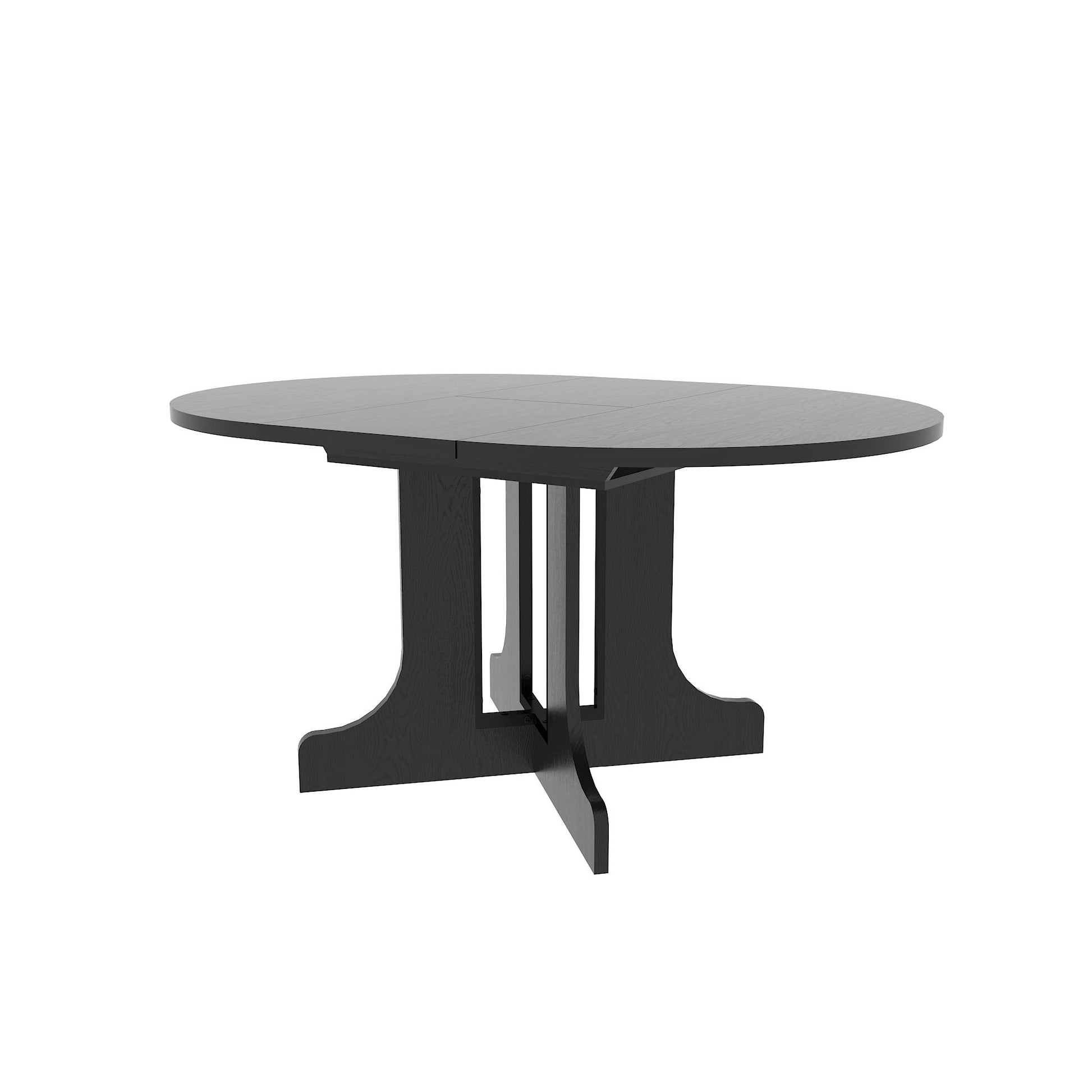 Dining Table For Farmhouse Kitchen Expandable Oval Table Top With Removable Leaf Trestle X Shaped Base - Black - Best Buy Furniture