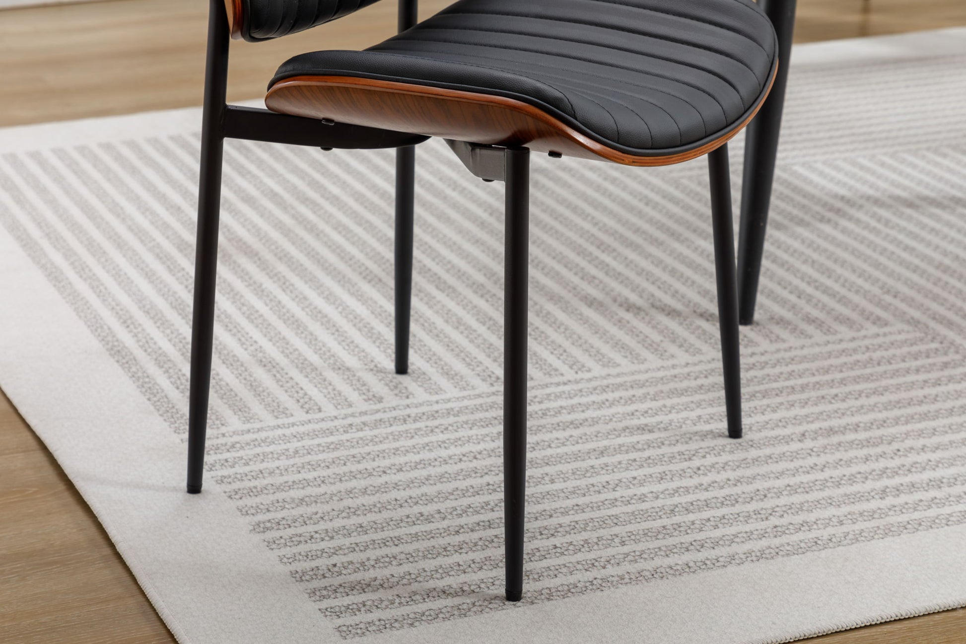 Dining Chairs (Set of 2) Mid-Century Modern Retro Faux Leather Chair With Bentwood Upholstered Seat Metal Legs Adjustable Foot For Kitchen Dining Room Chairs - Best Buy Furniture