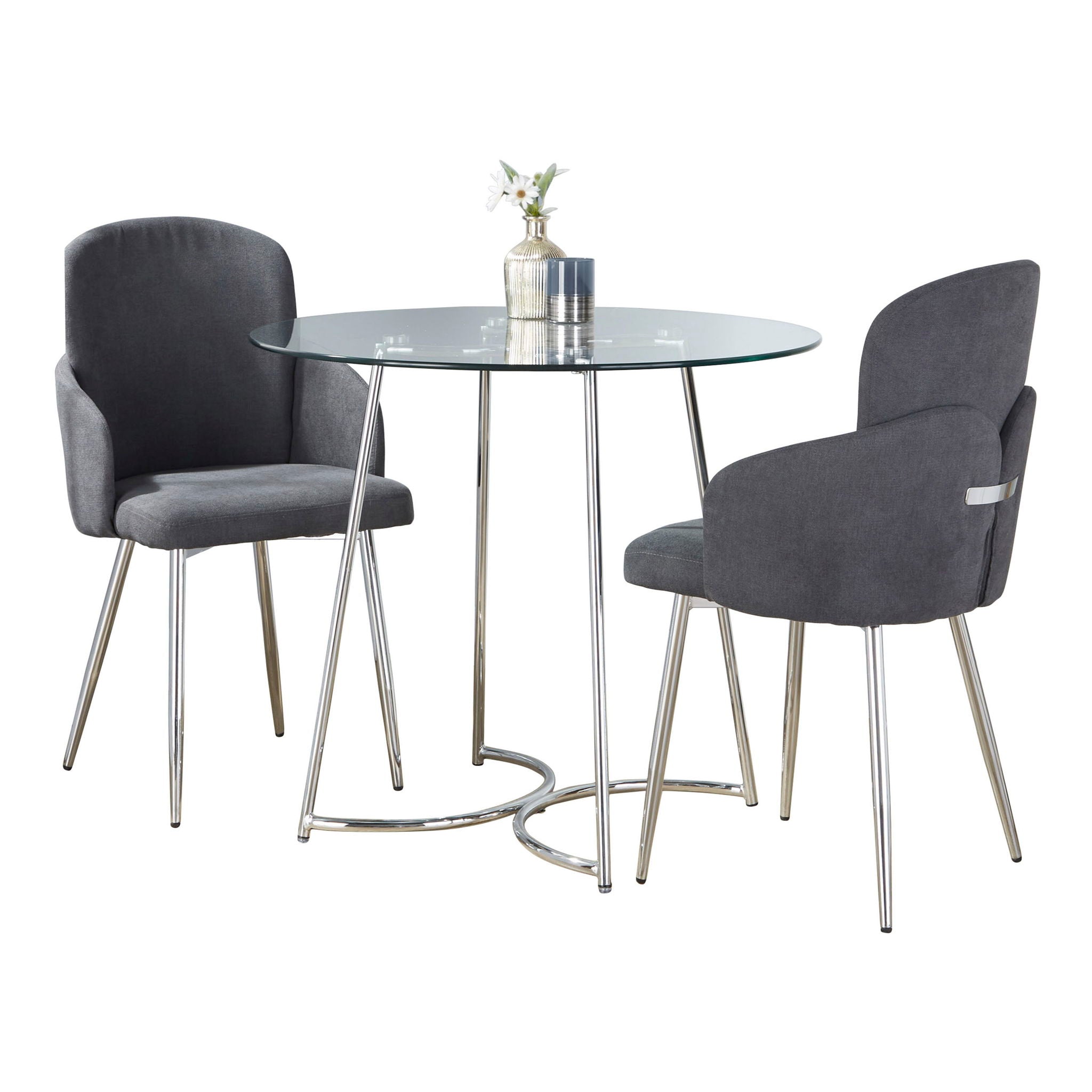 Cece Dahlia - 3 Piece Contemporary Dining Set - Chrome / Clear / Gray - Best Buy Furniture
