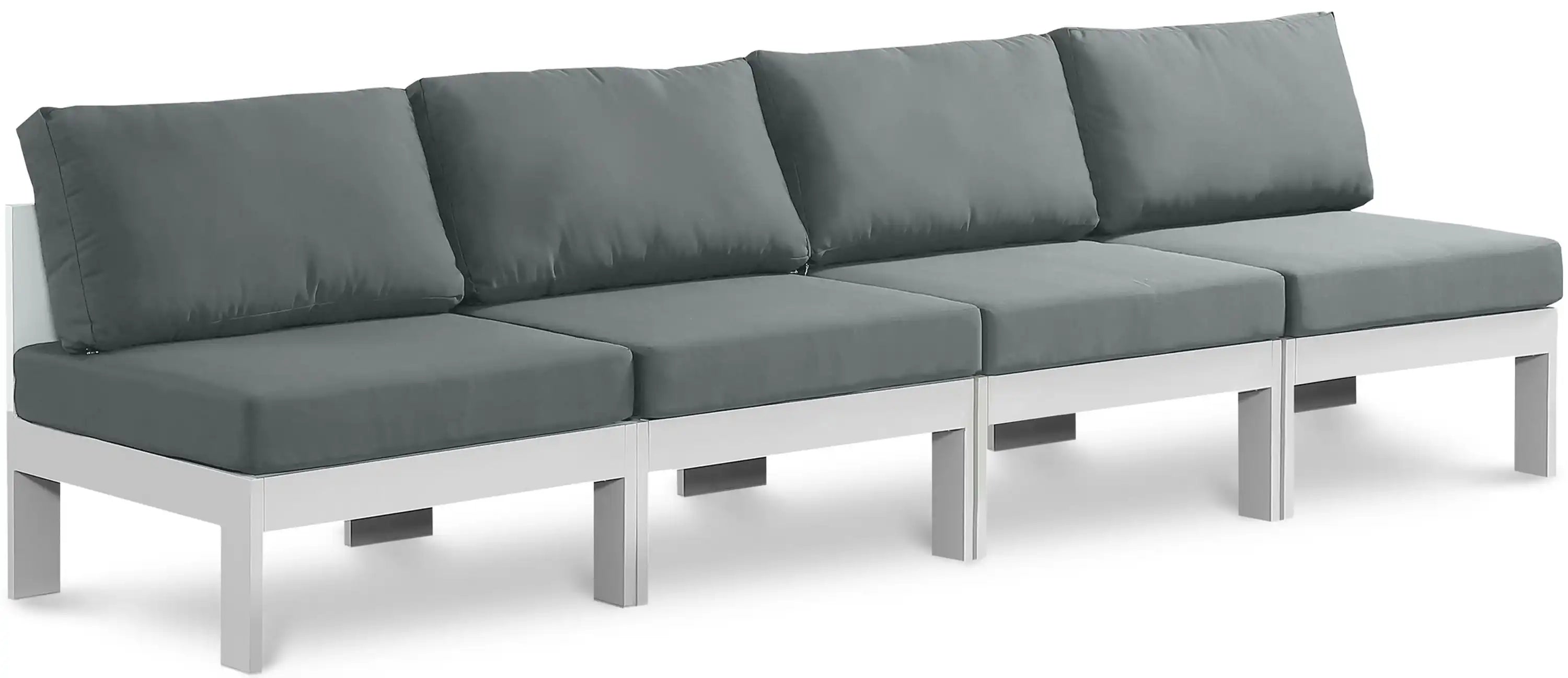Nizuc - Outdoor Patio 4 Seat Armless Modular Sofa With White Frame - Best Buy Furniture